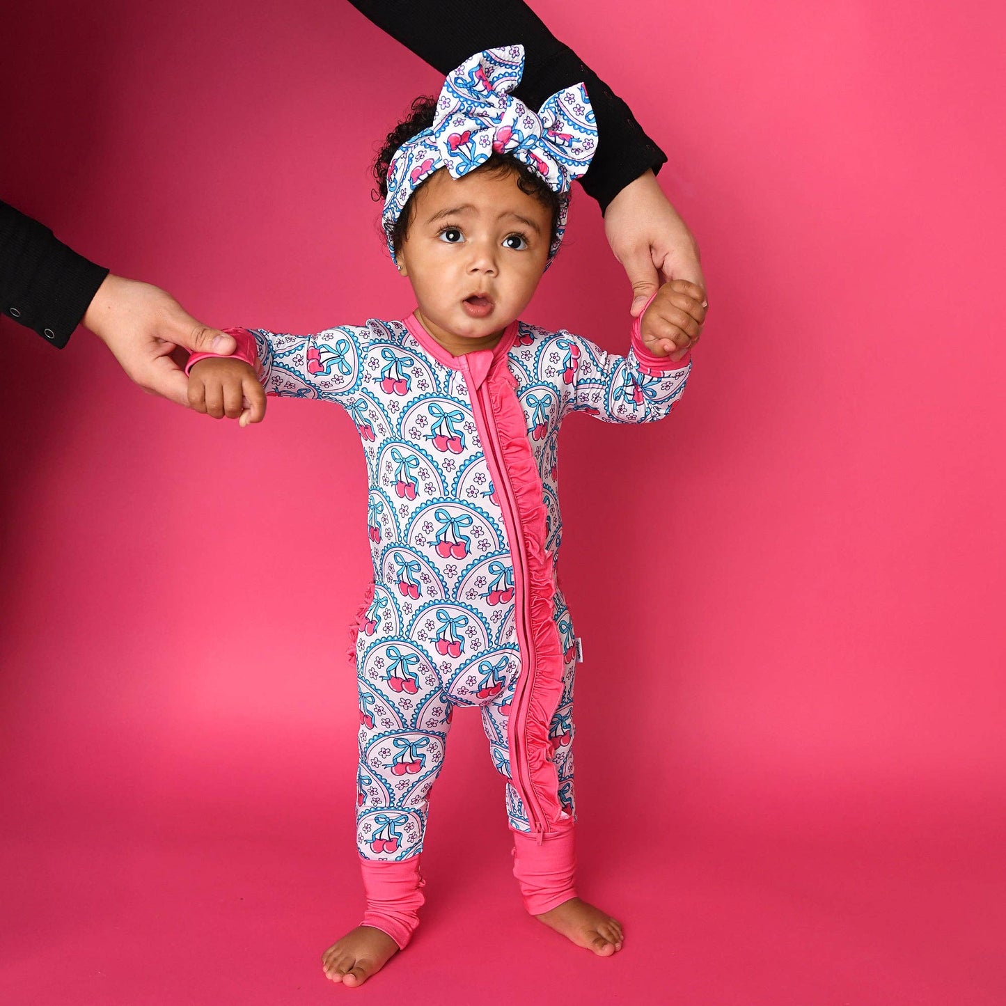 Cherry RUFFLE ZIP Bamboo One Piece Cherry Baby Outfit