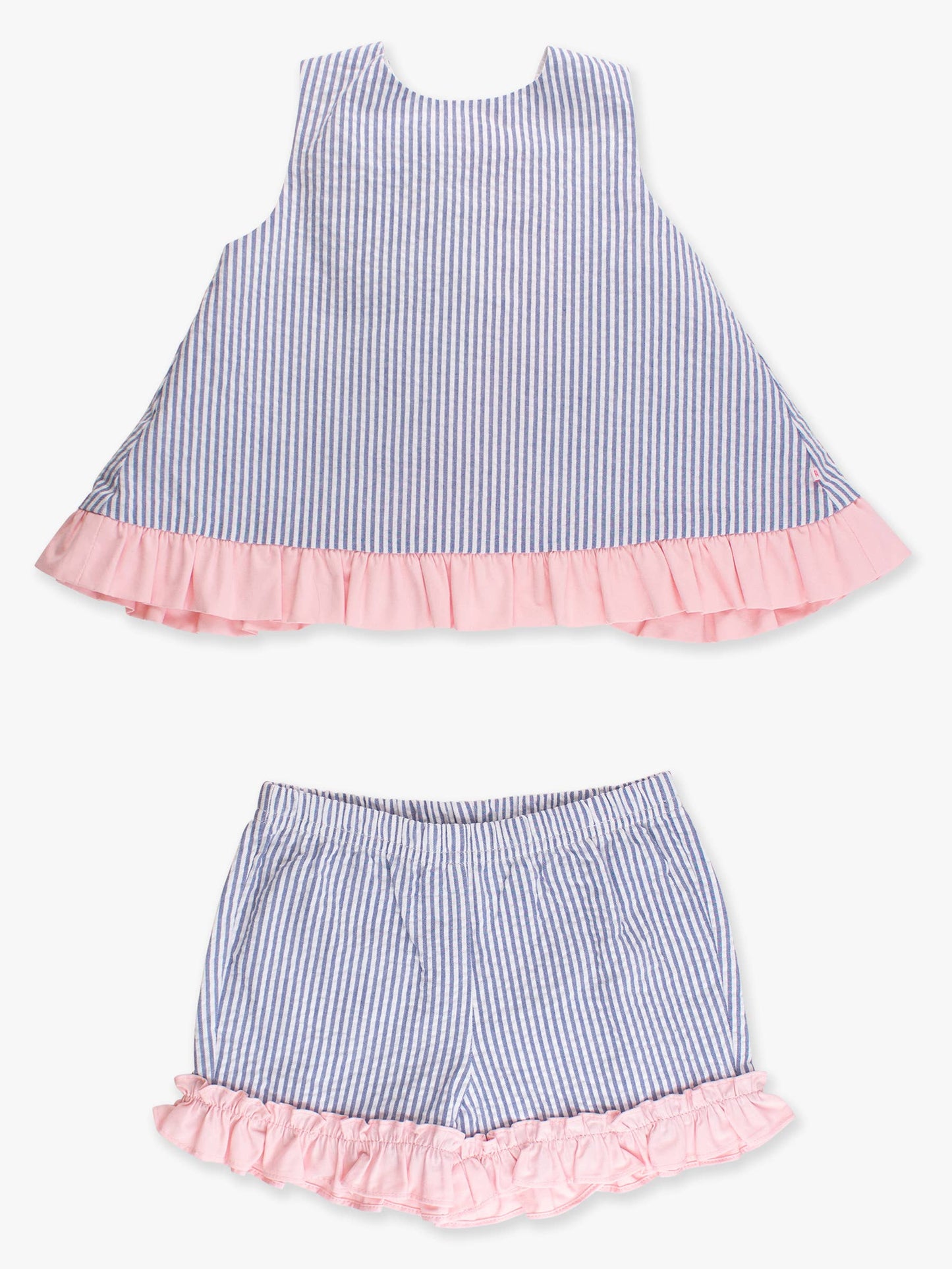 Toddler Girls Blue Seersucker Swing Top & Short Set