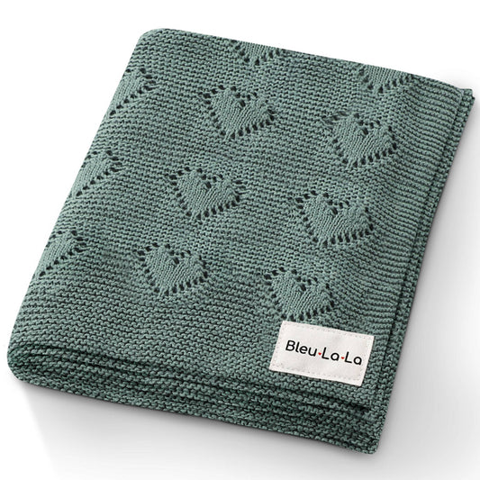 100% Luxury Cotton Receiving Swaddle Baby Blanket - Heart