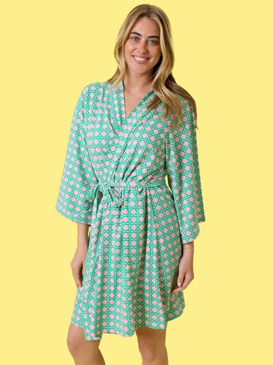 SoftSnooze™ Women's Cotton Modal Pink Coastal Cane Mommy & Me Maternity Robe