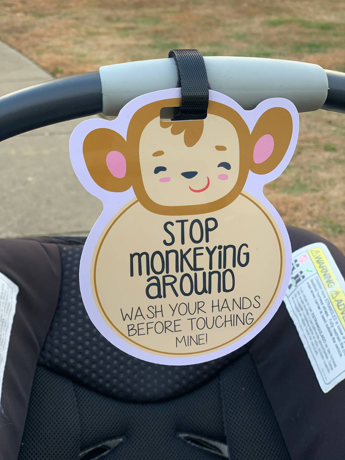 Monkey No Touching Car Seat and Stroller Tag