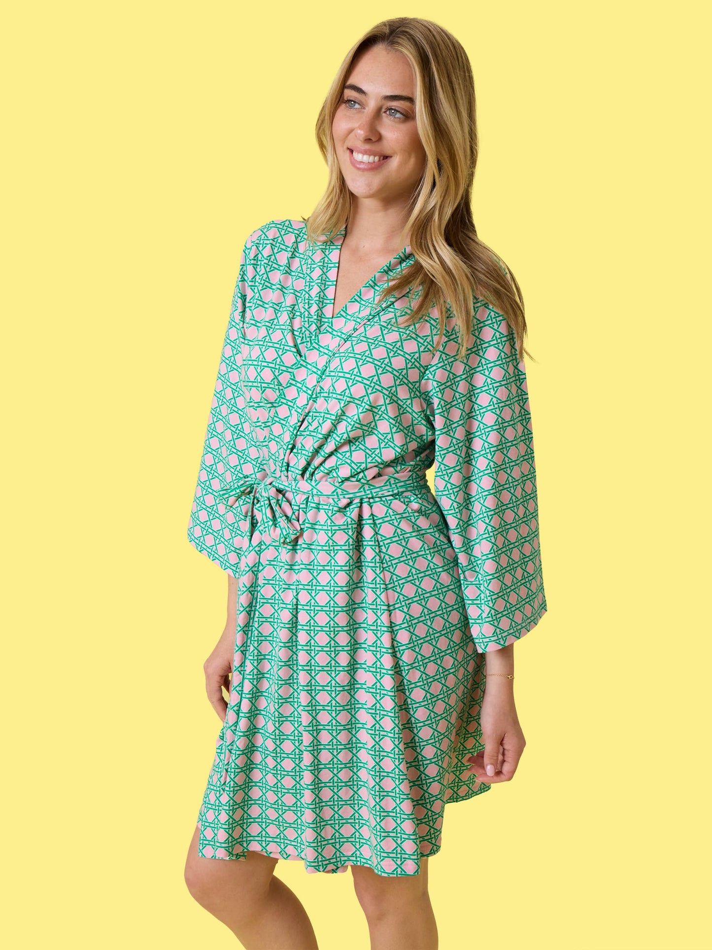 SoftSnooze™ Women's Cotton Modal Pink Coastal Cane Mommy & Me Maternity Robe