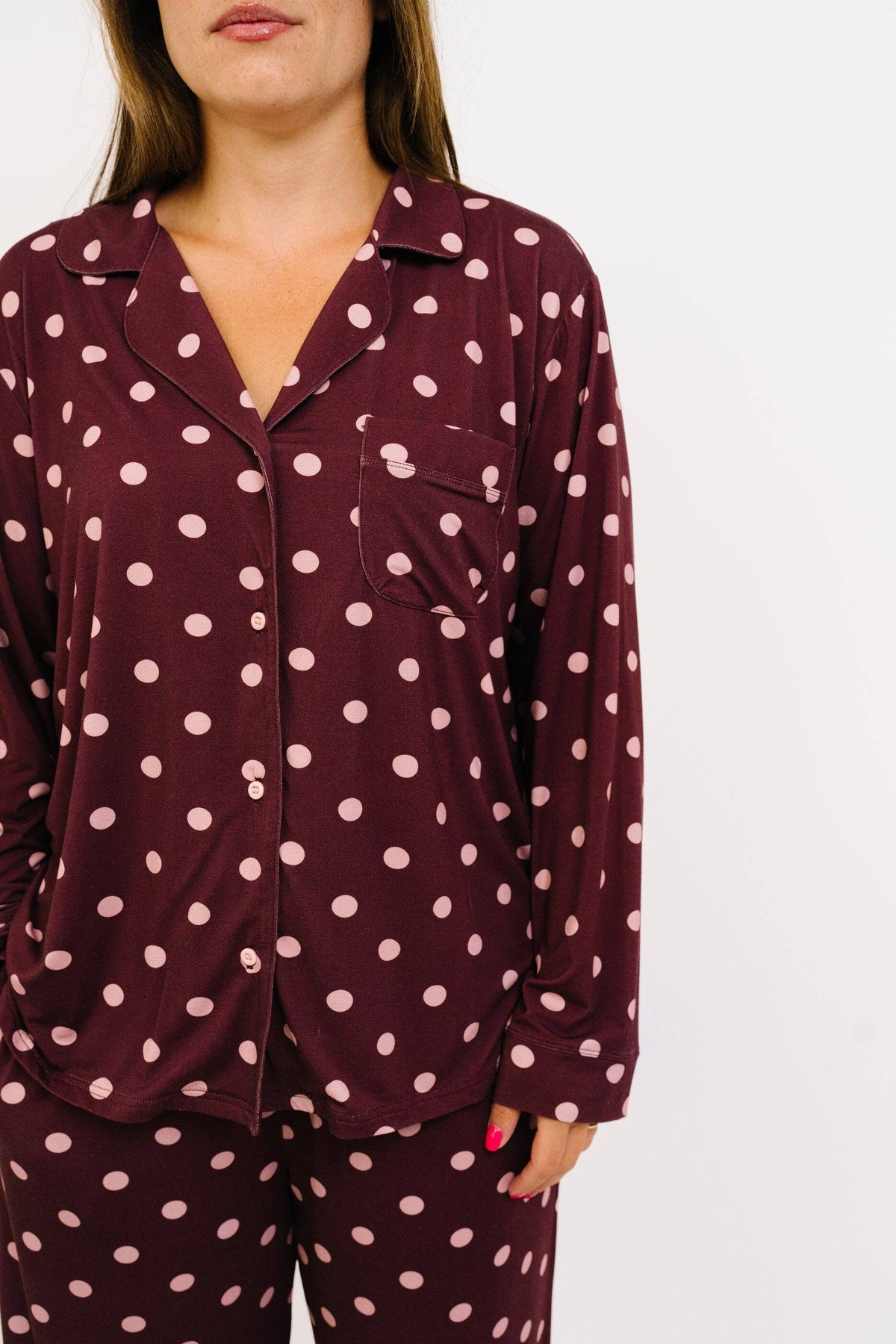 Mulberry Polkadot Women's Bamboo Pajama Set