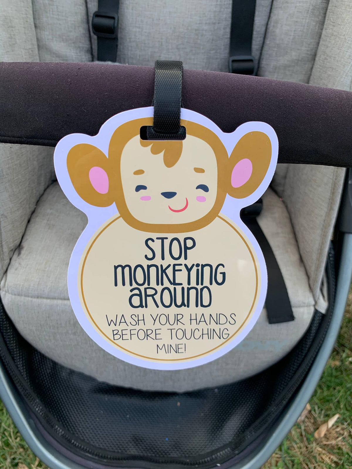 Monkey No Touching Car Seat and Stroller Tag