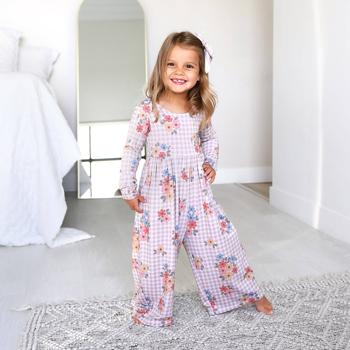 Callie WIDE LEG ROMPER Bamboo Floral Kids Clothing Outfit