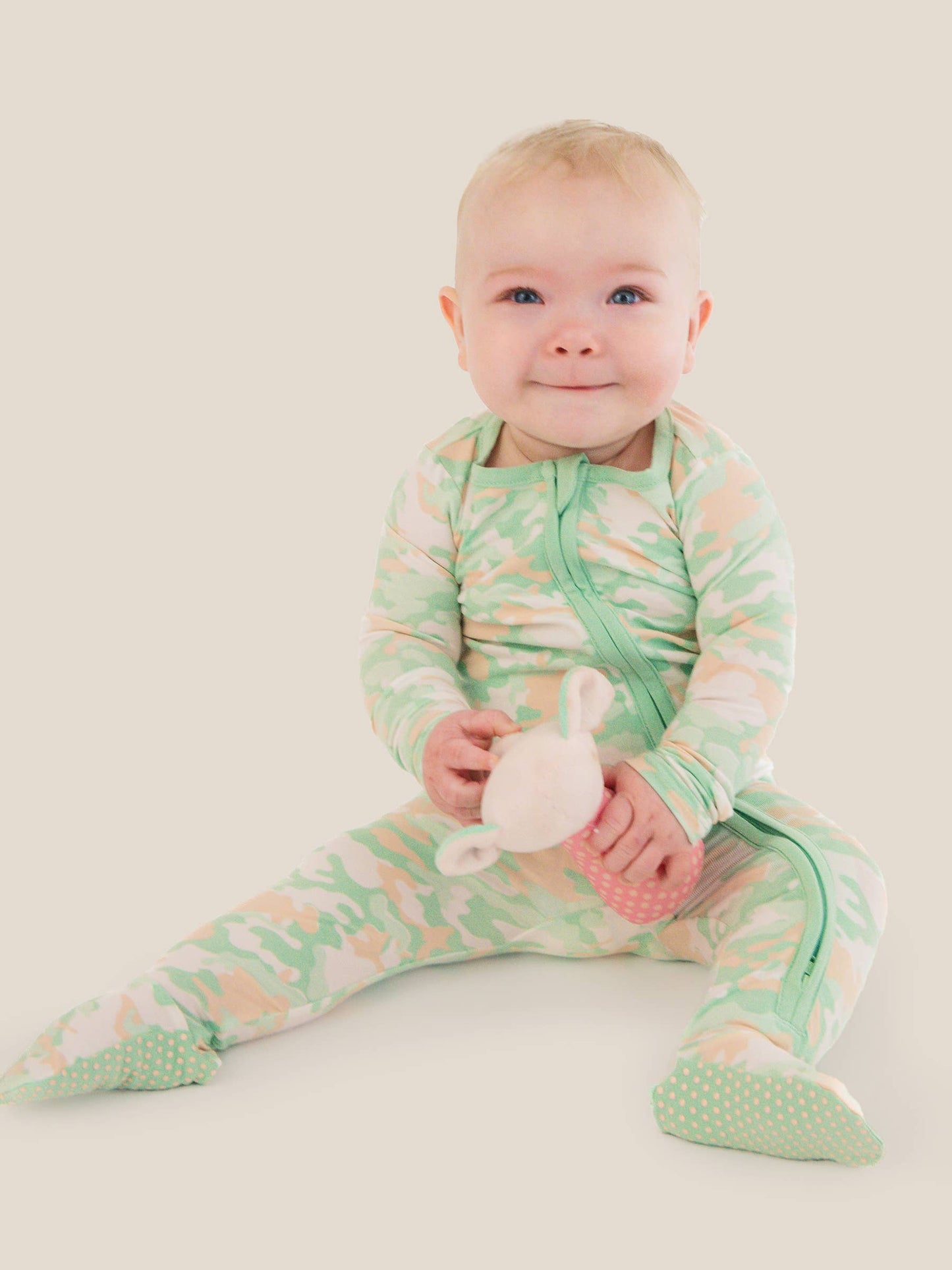 SoftSnooze™ Baby Cotton Modal Sage Trail Camo Footed One Piece Pajama