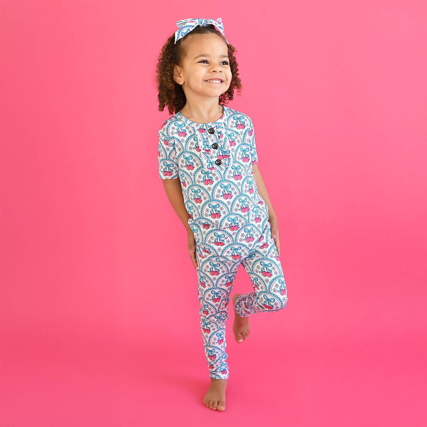 Cherry RUFFLE TWO PIECE Bamboo Cherry Lounge Set for Girls