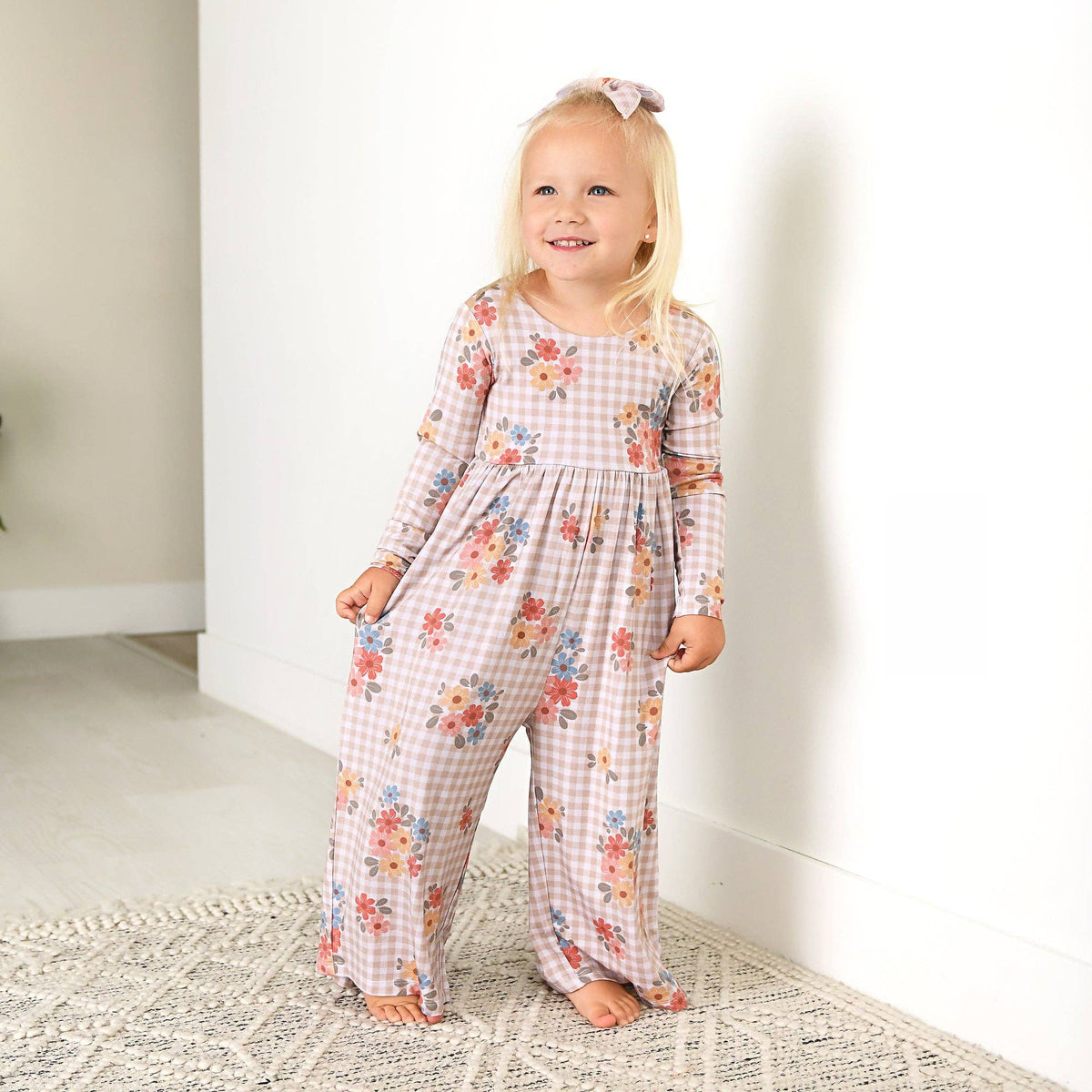 Callie WIDE LEG ROMPER Bamboo Floral Kids Clothing Outfit
