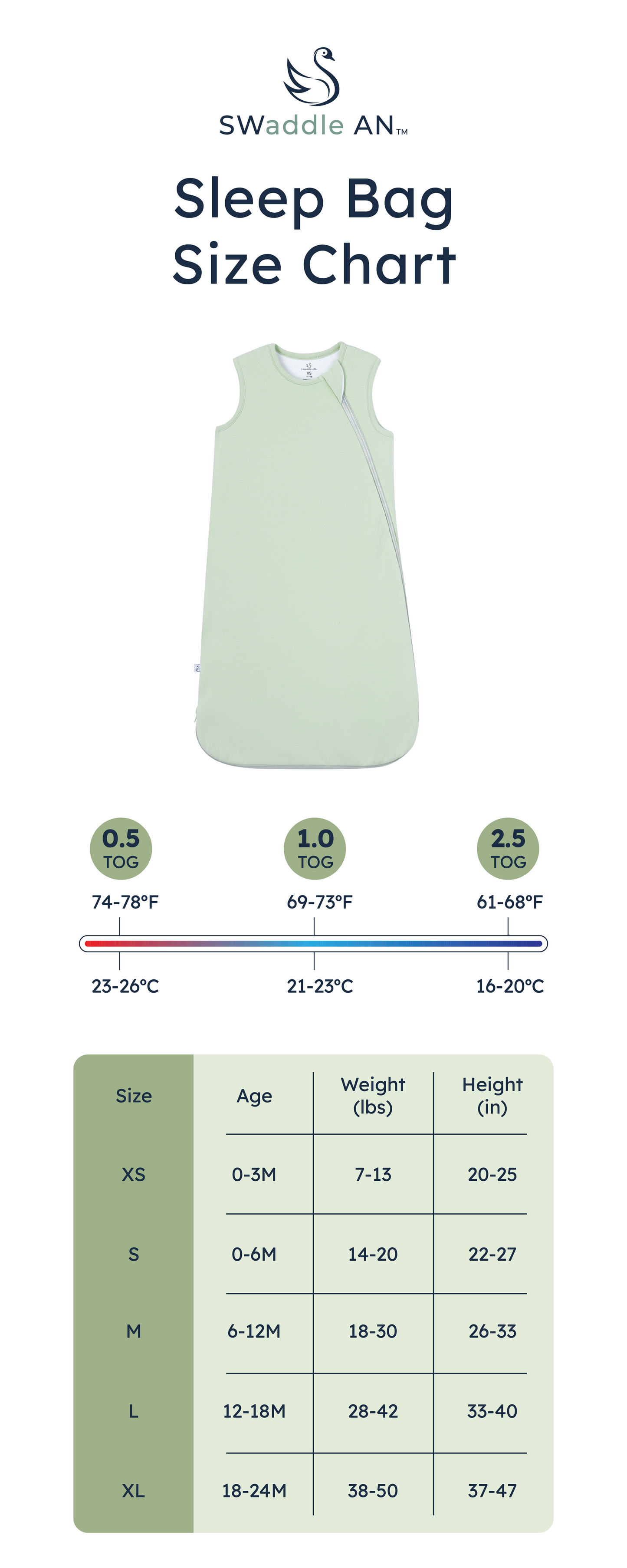 Bamboo Sleep Bag 1.0 TOG, SwaddleAn Sleep Sack