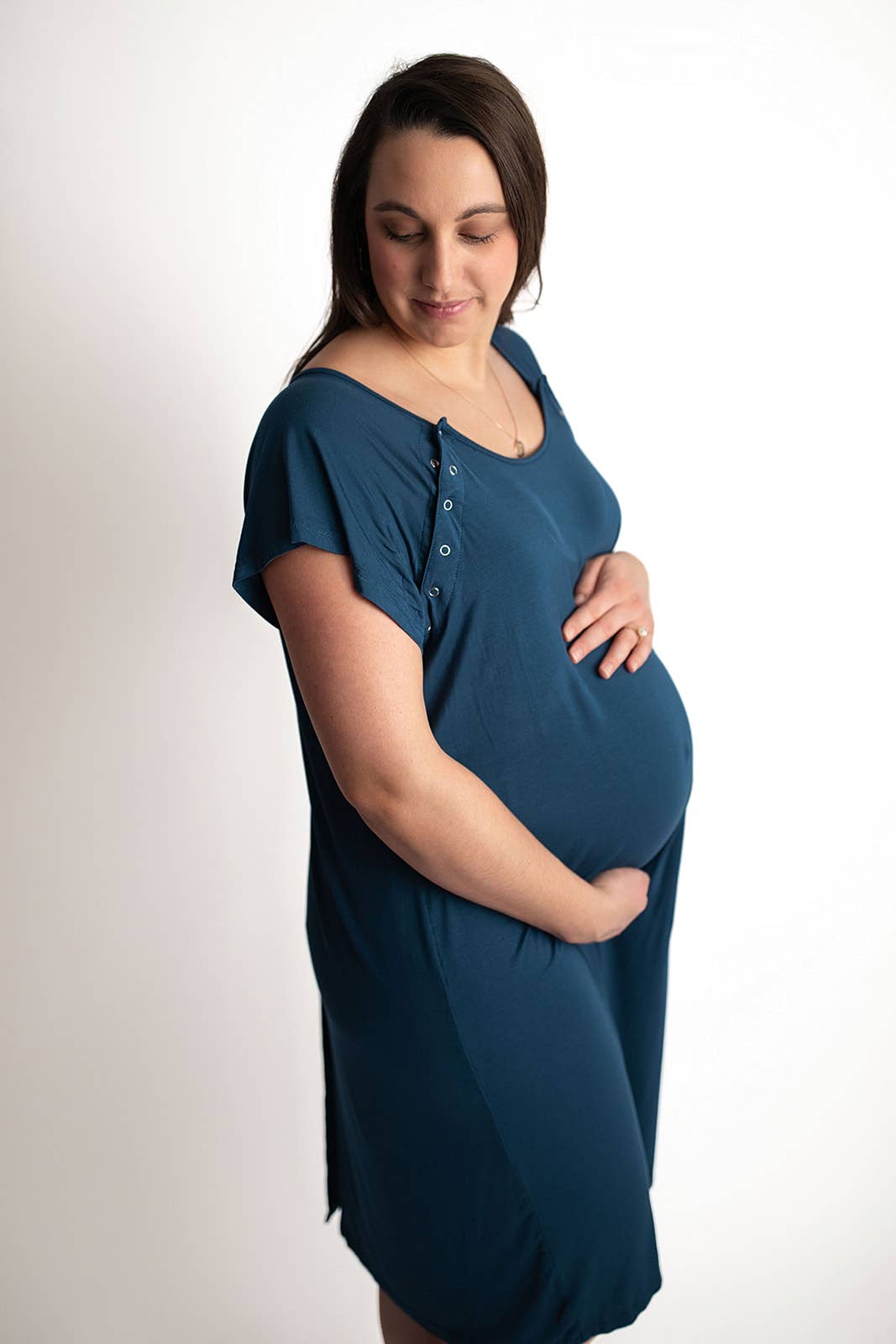 Navy Blue Maternity Mommy Labor and Delivery/ Nursing Gown