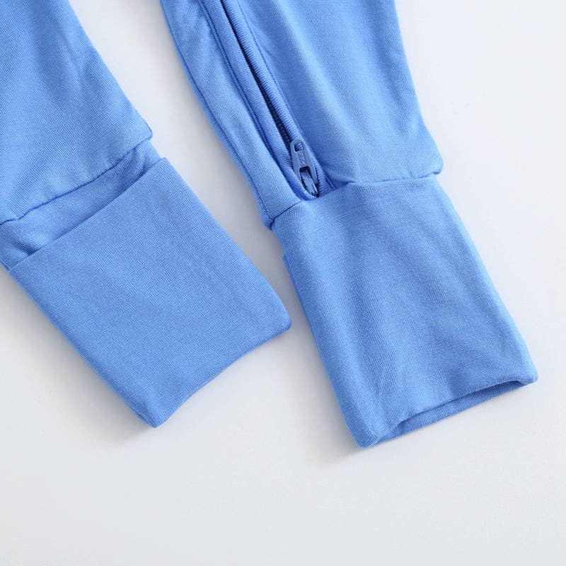 Pure Blue Zippered Romper NICU Micro-Preemie Sleep & Play