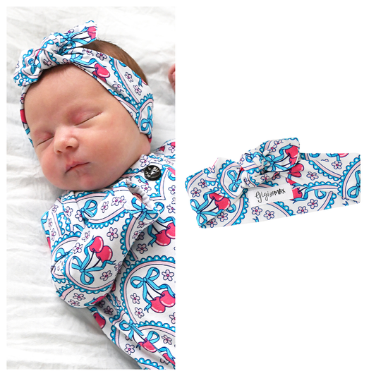 Cherry TOPKNOT HEADBAND Baby Newborn Cherry Hair Accessories