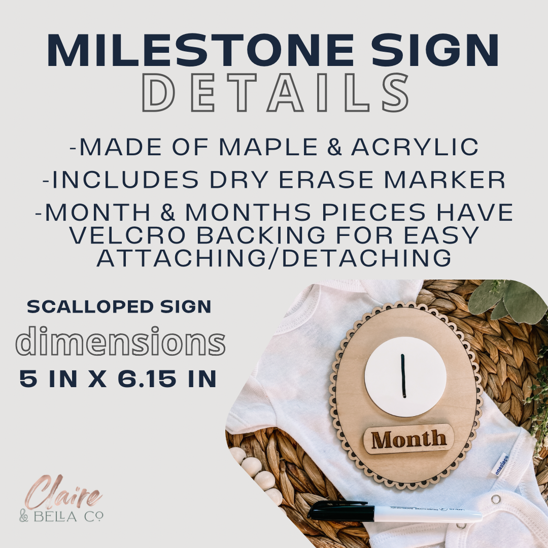 Scalloped Edge Monthly Milestone Dry Erase Sign