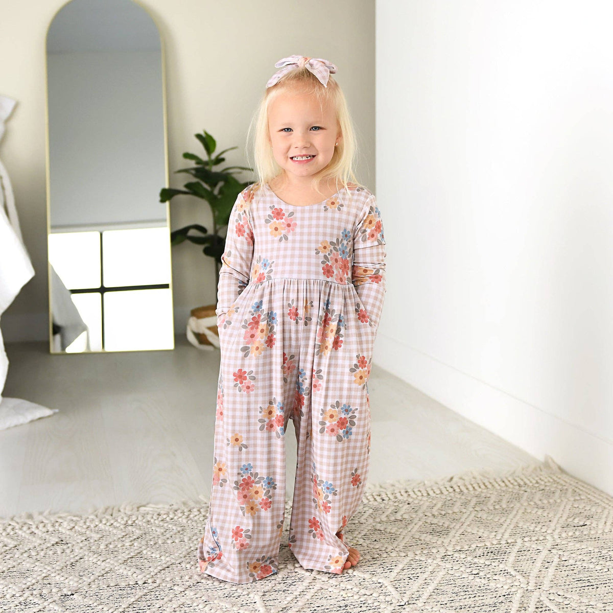 Callie WIDE LEG ROMPER Bamboo Floral Kids Clothing Outfit