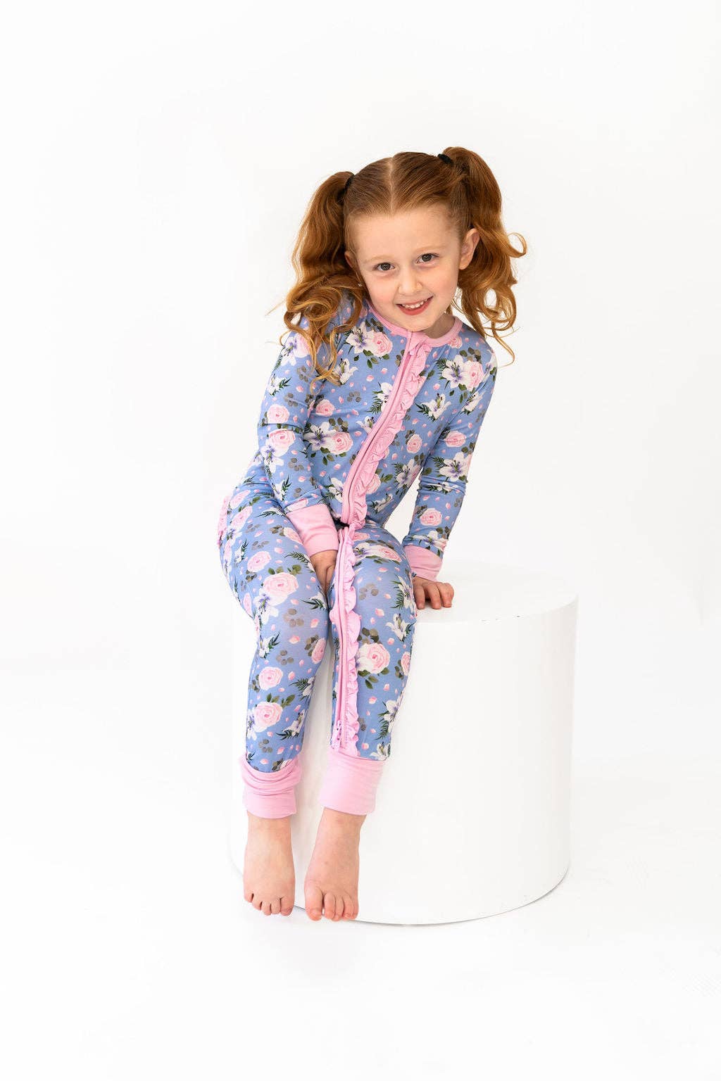 Lillian Floral Bamboo Ruffle Convertible Footie