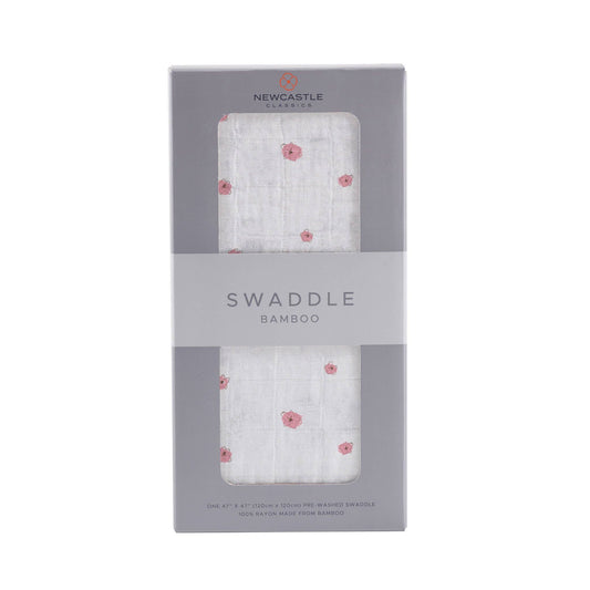 Pink Flower Bamboo Muslin Swaddle