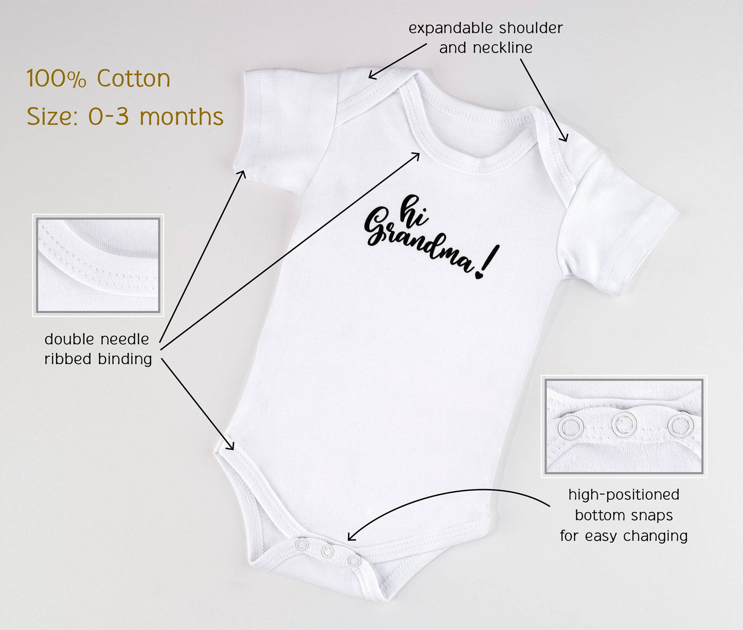 Lillian Rose, Hi Grandma! Pregnancy Baby Announcement Onesie