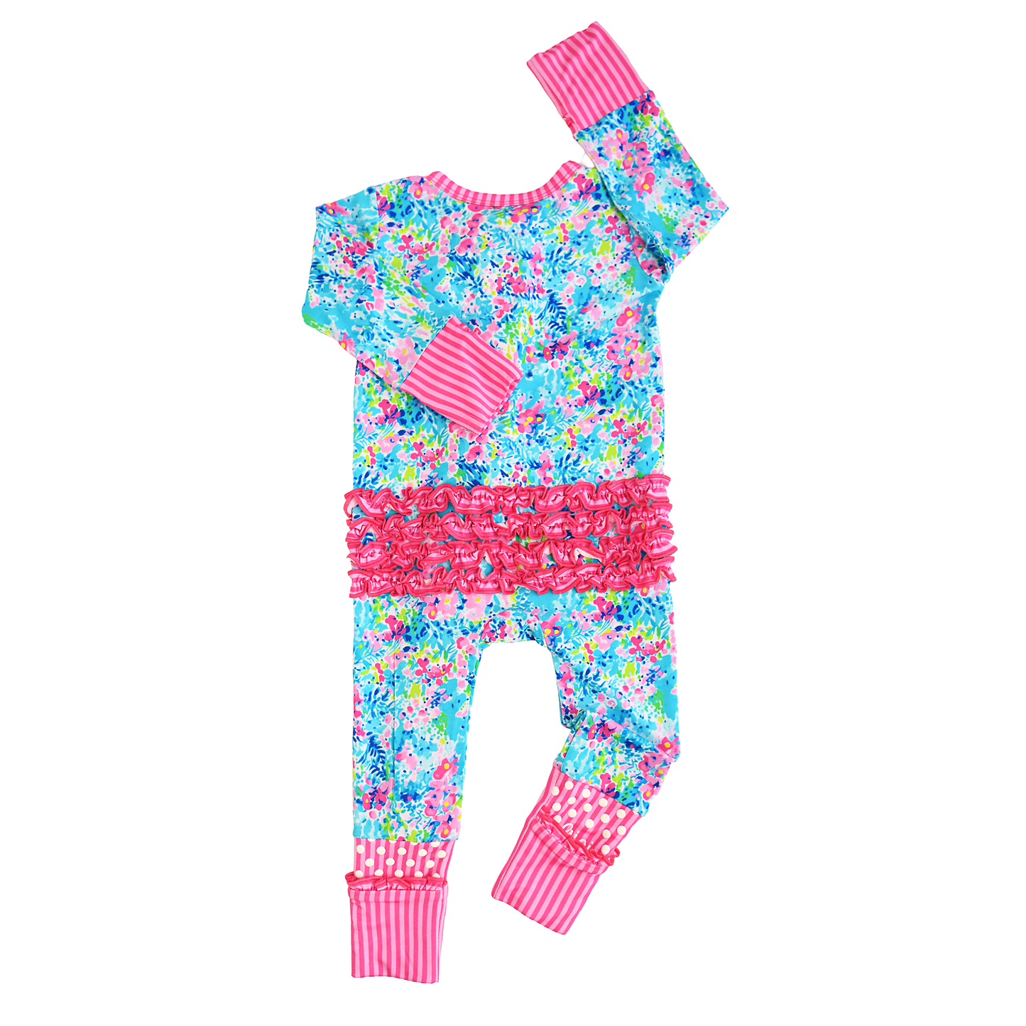 Ella RUFFLE ZIP Bamboo One Piece Floral Baby Outfit