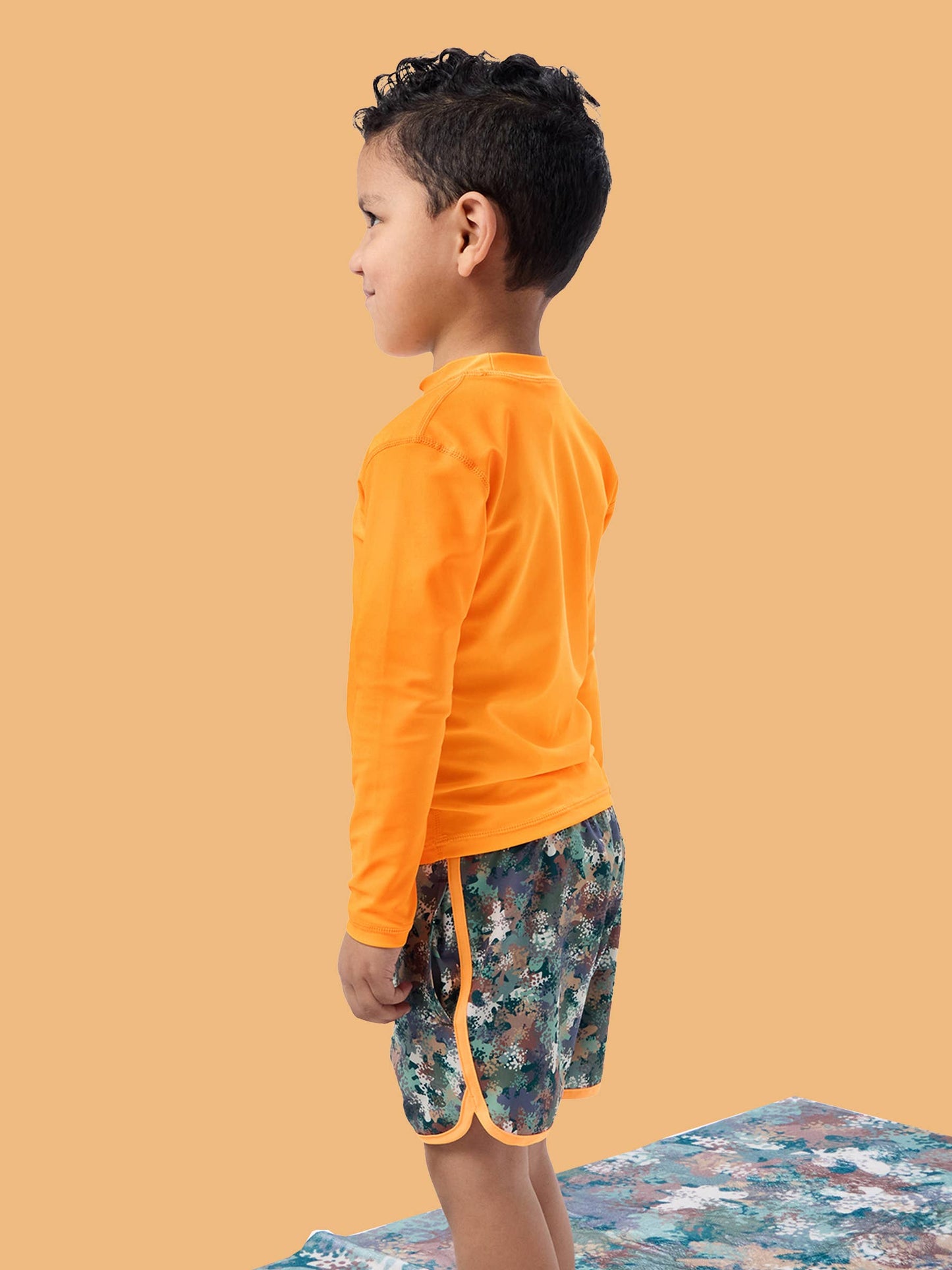 Boys Classic Camo Performance Hybrid Dolphin Hem Swim Trunks