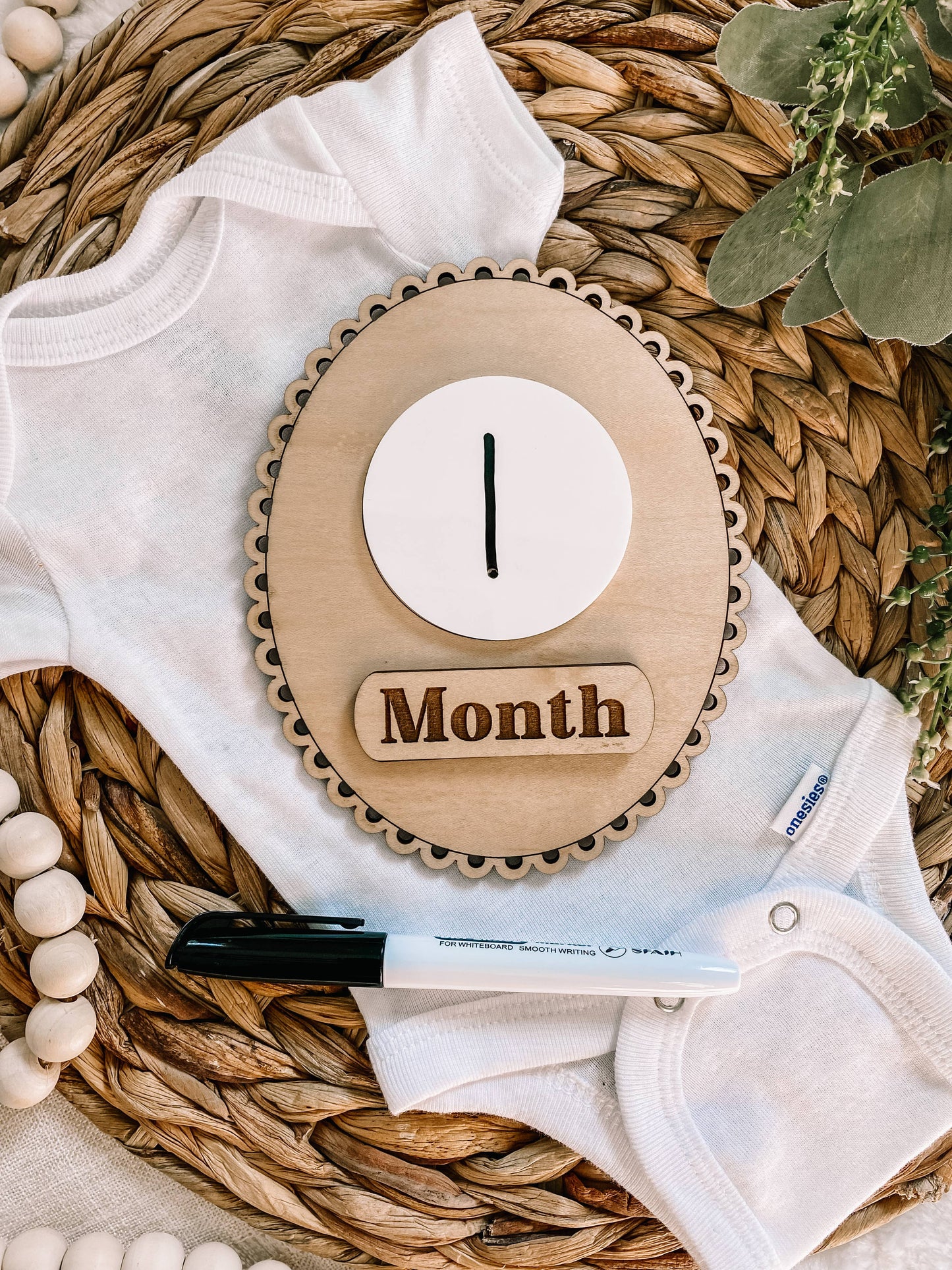 Scalloped Edge Monthly Milestone Dry Erase Sign