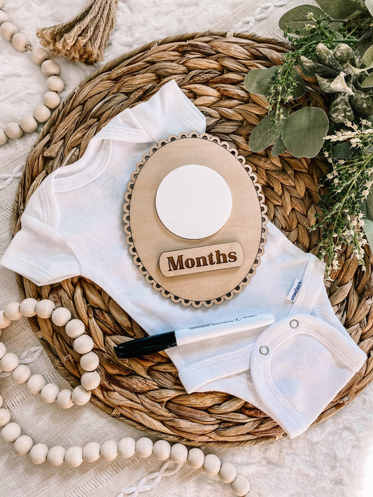 Scalloped Edge Monthly Milestone Dry Erase Sign