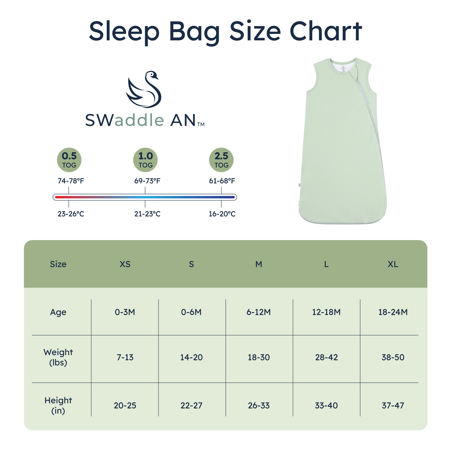 Bamboo Sleep Bag 1.0 TOG, SwaddleAn Sleep Sack