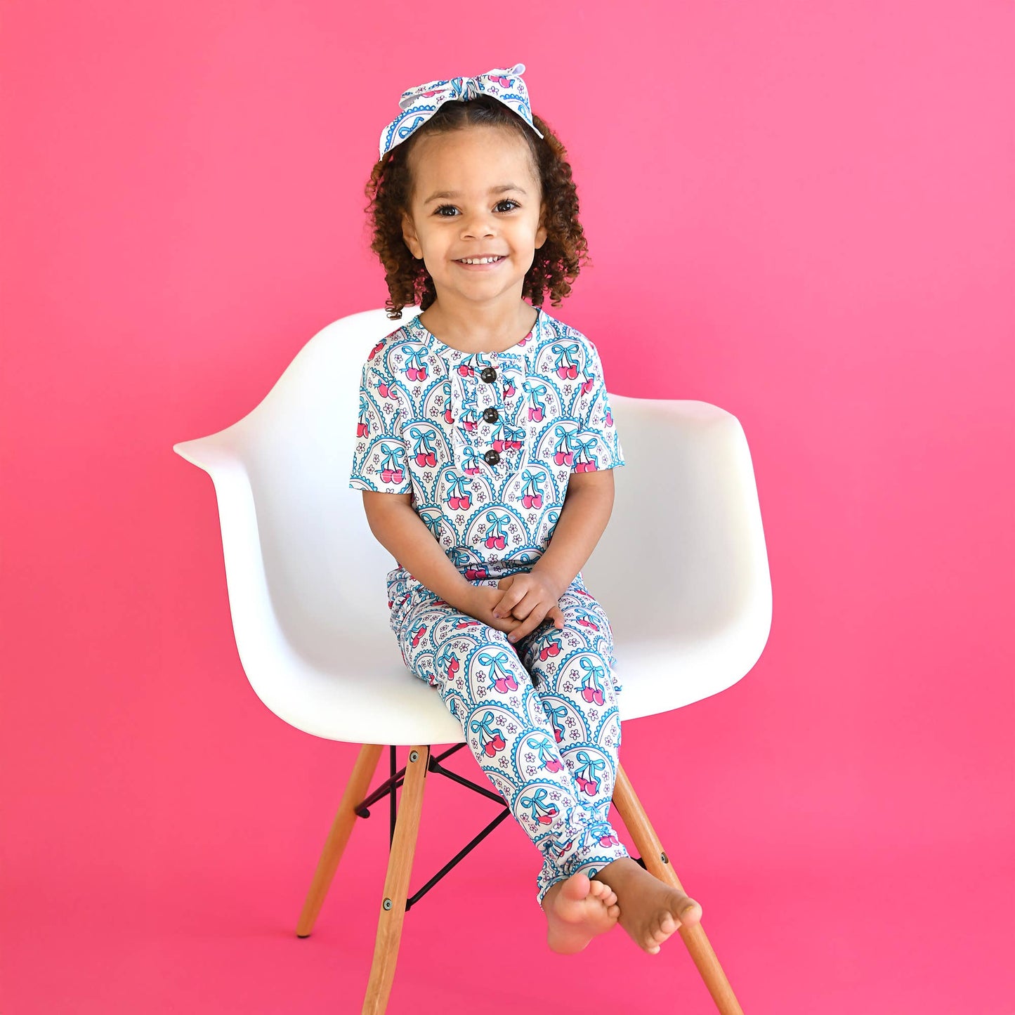 Cherry RUFFLE TWO PIECE Bamboo Cherry Lounge Set for Girls