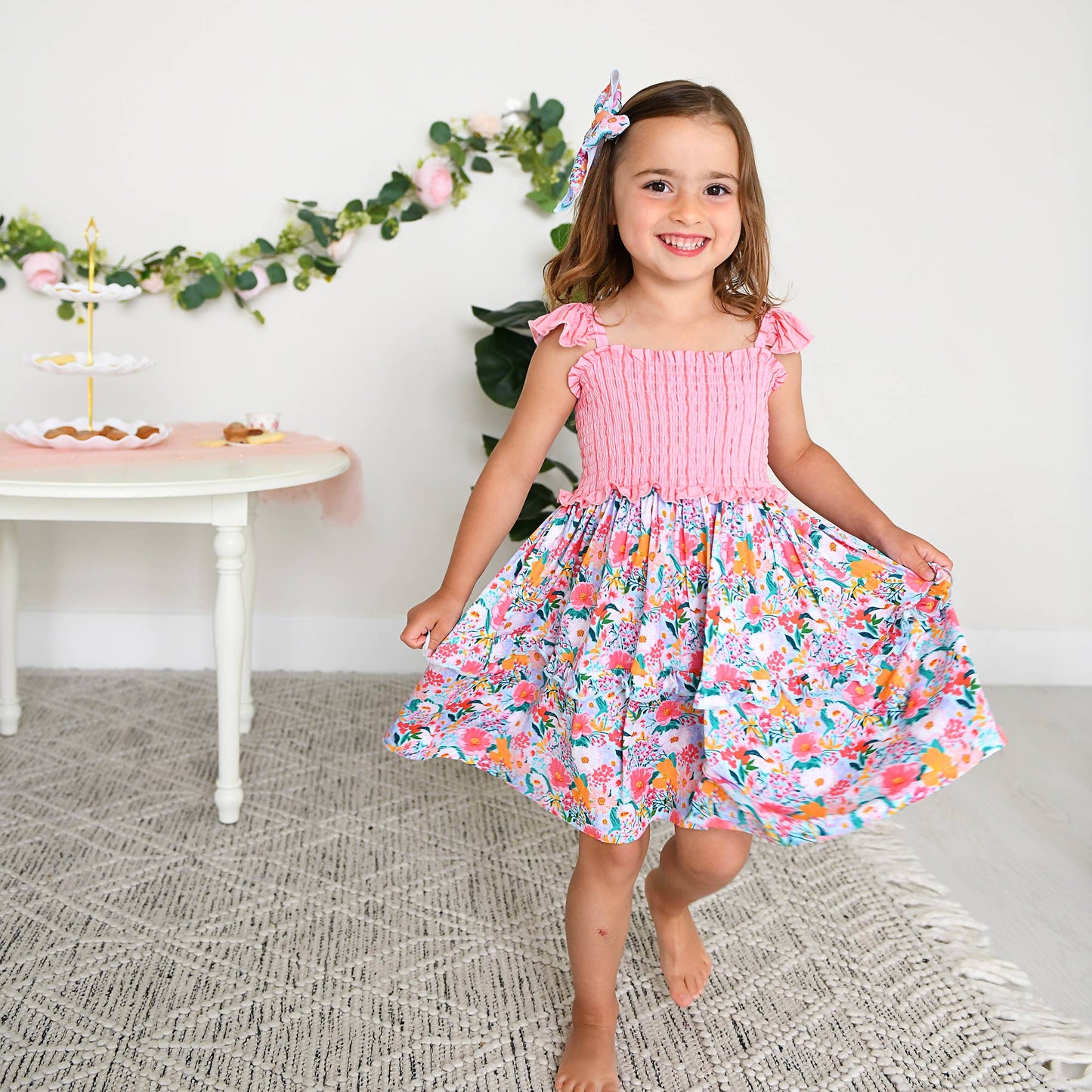 Cecelia Floral SMOCKED DRESS Bamboo Kids Outfit