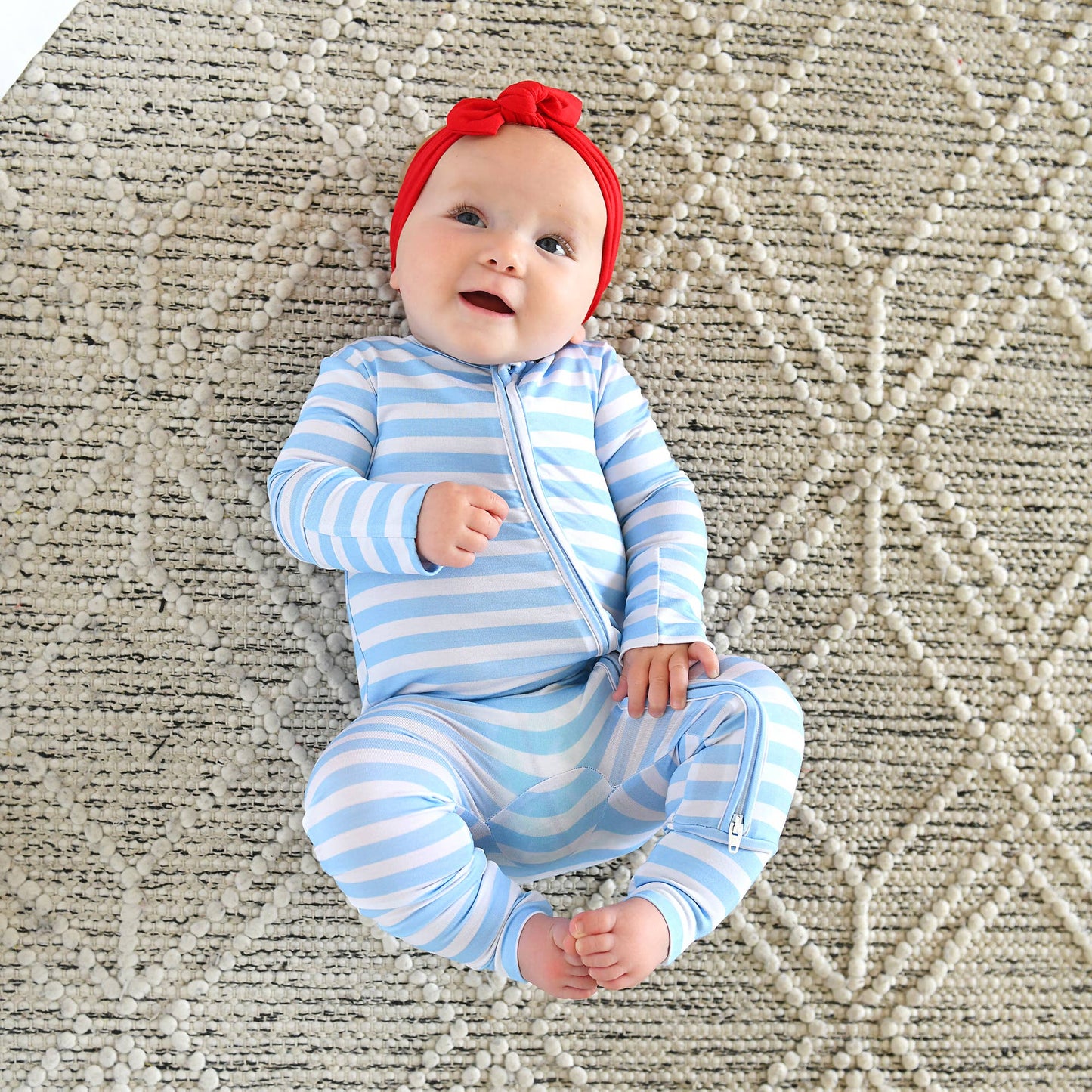 Hudson ZIP Bamboo Striped One Piece Baby Outfit