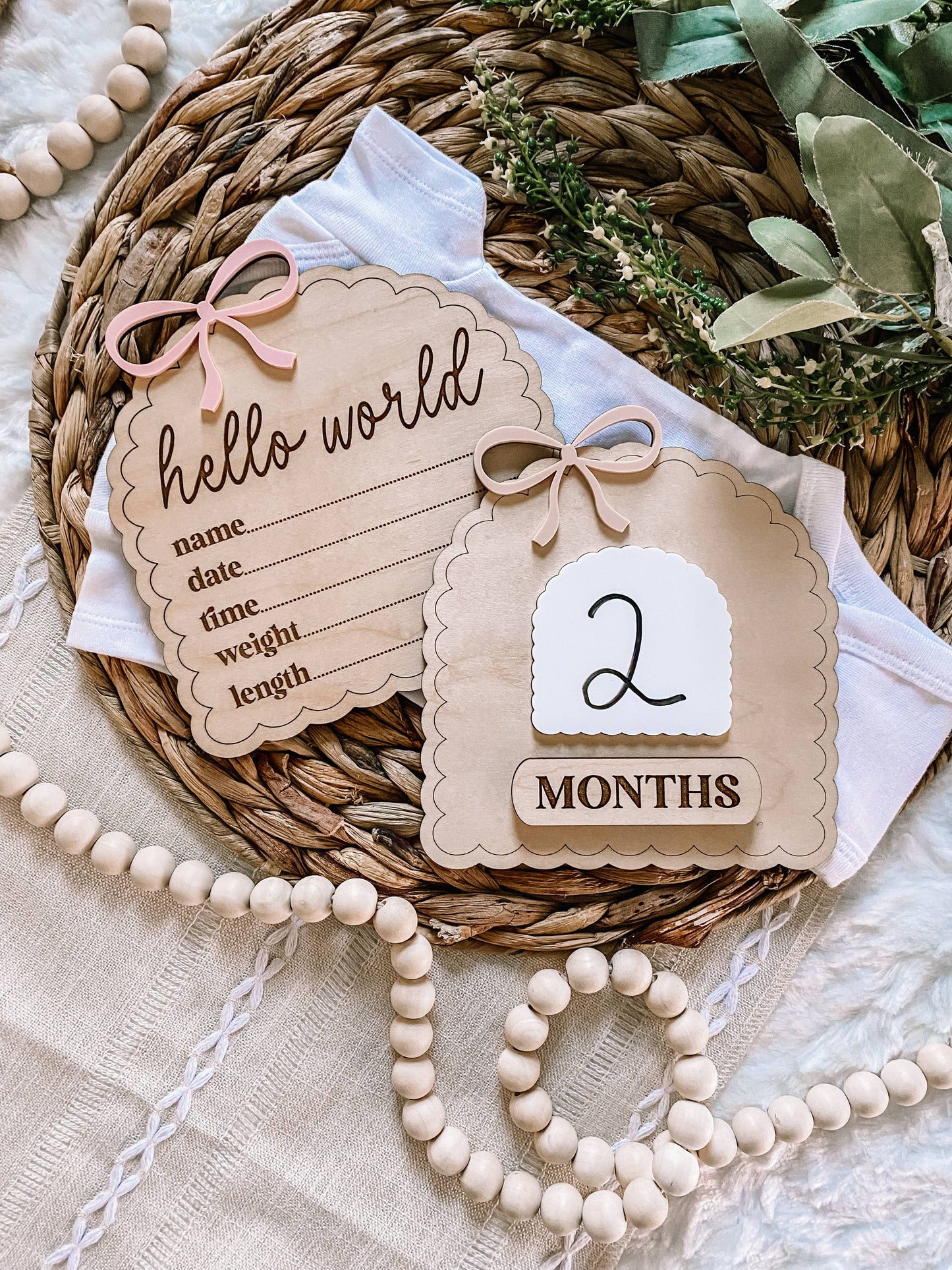 Hello World Birth Stat sign dainty bow