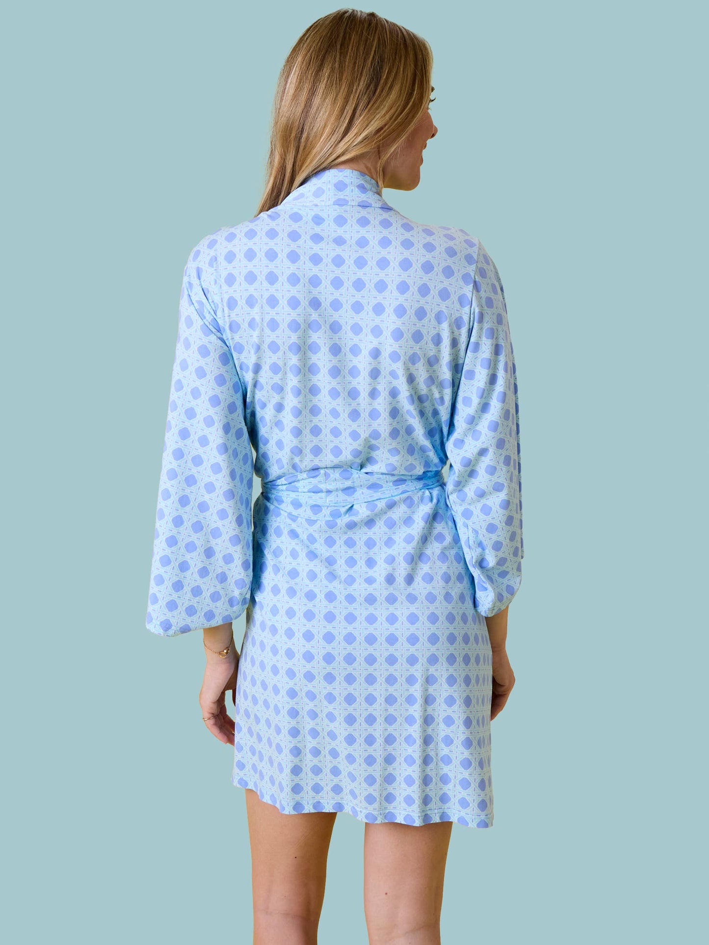 SoftSnooze™ Women's Cotton Modal Periwinkle Blue Coastal Cane Mommy & Me Maternity Robe