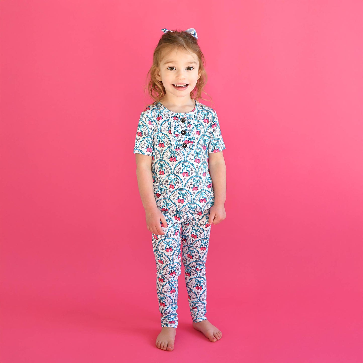 Cherry RUFFLE TWO PIECE Bamboo Cherry Lounge Set for Girls
