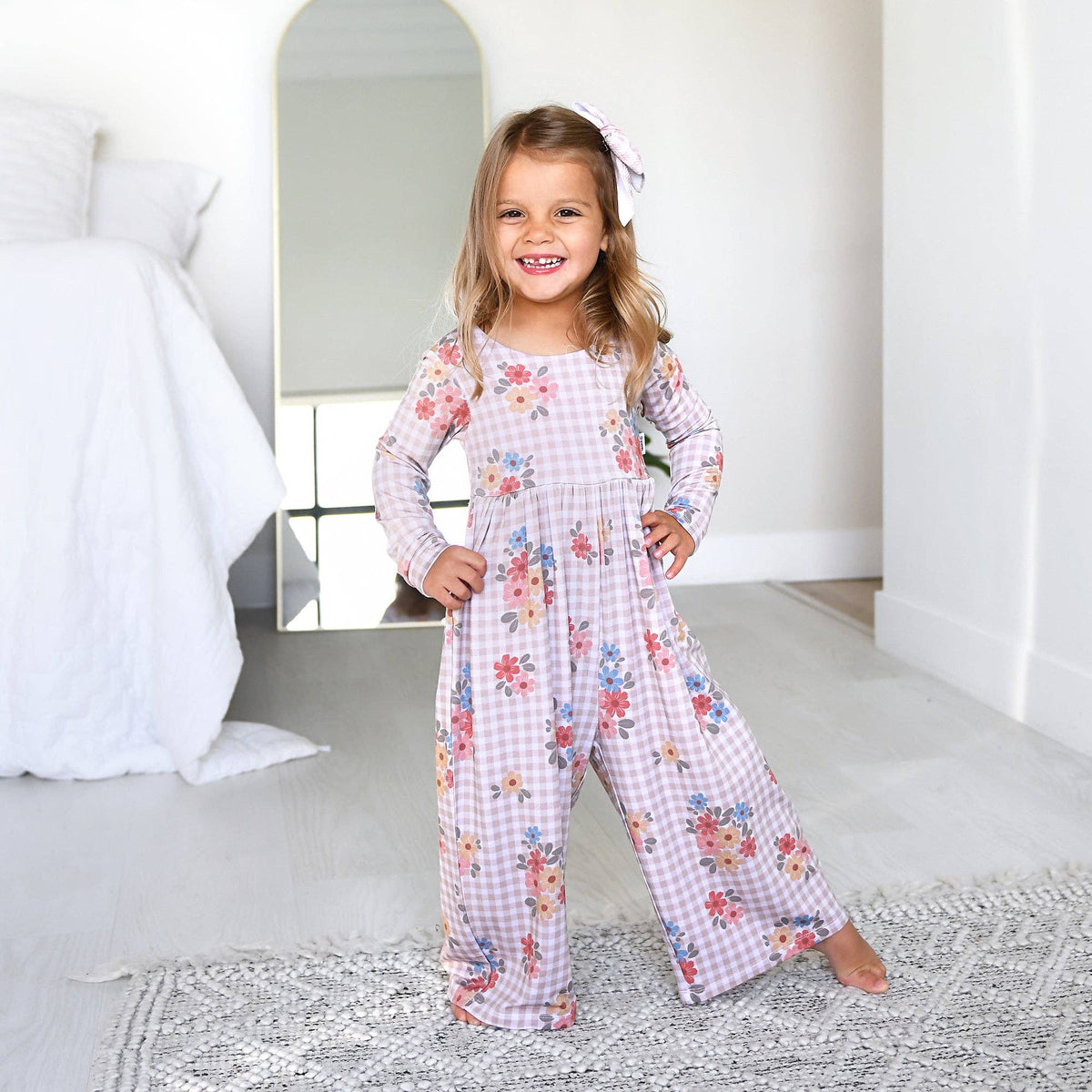 Callie WIDE LEG ROMPER Bamboo Floral Kids Clothing Outfit