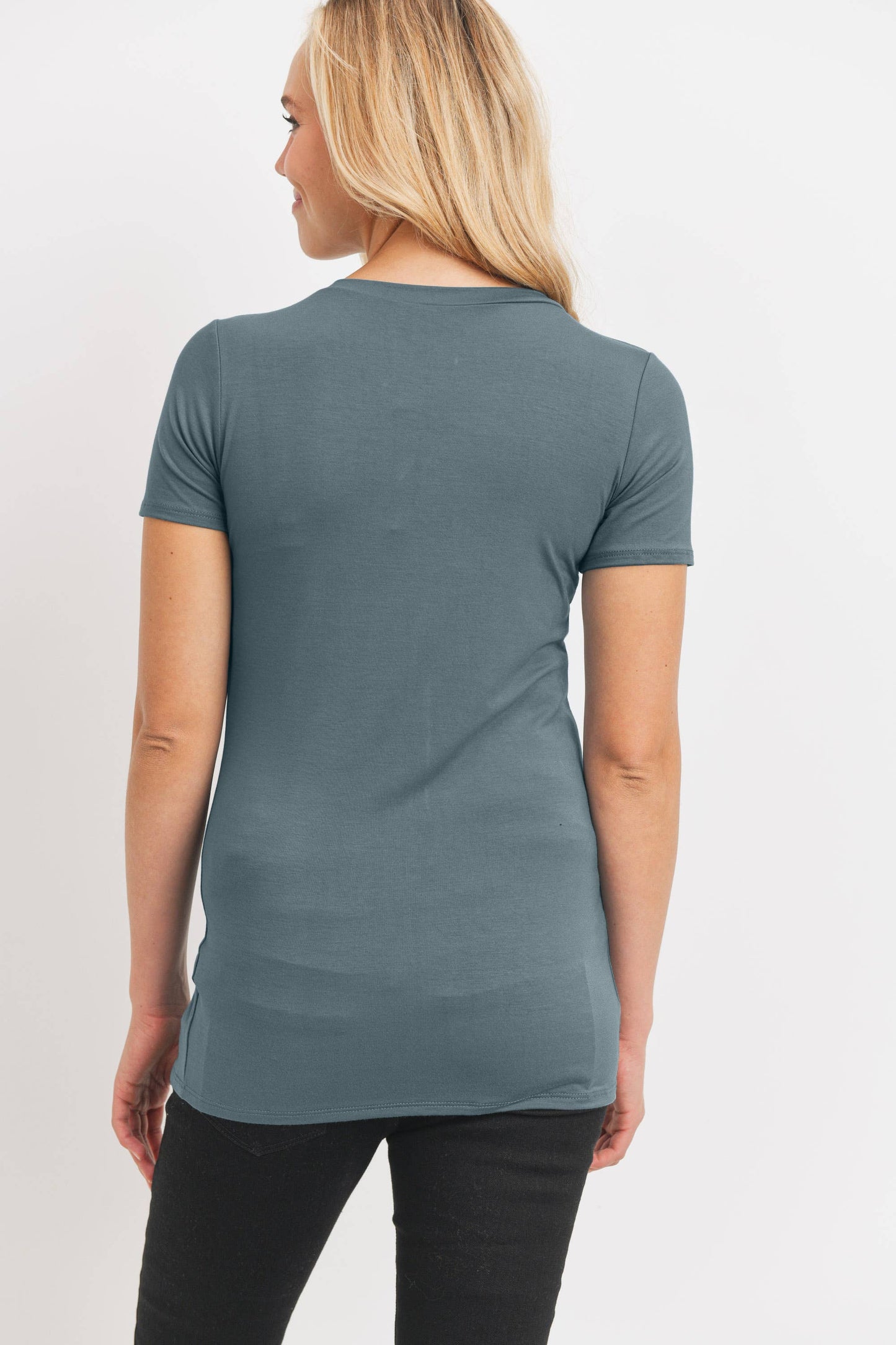 Maternity Basic Crew Neck T-Shirt - Fitted Short Sleeve Tee