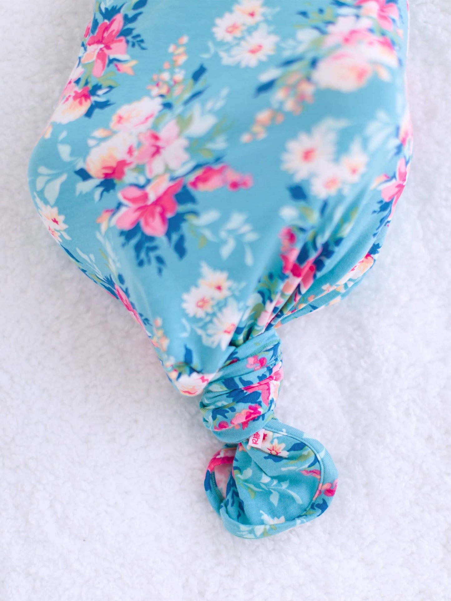 SoftSnooze™ Baby Girls Bamboo Viscose Fancy Me Floral Ruffle Knotted Sleep Gown & Bow Hat Set