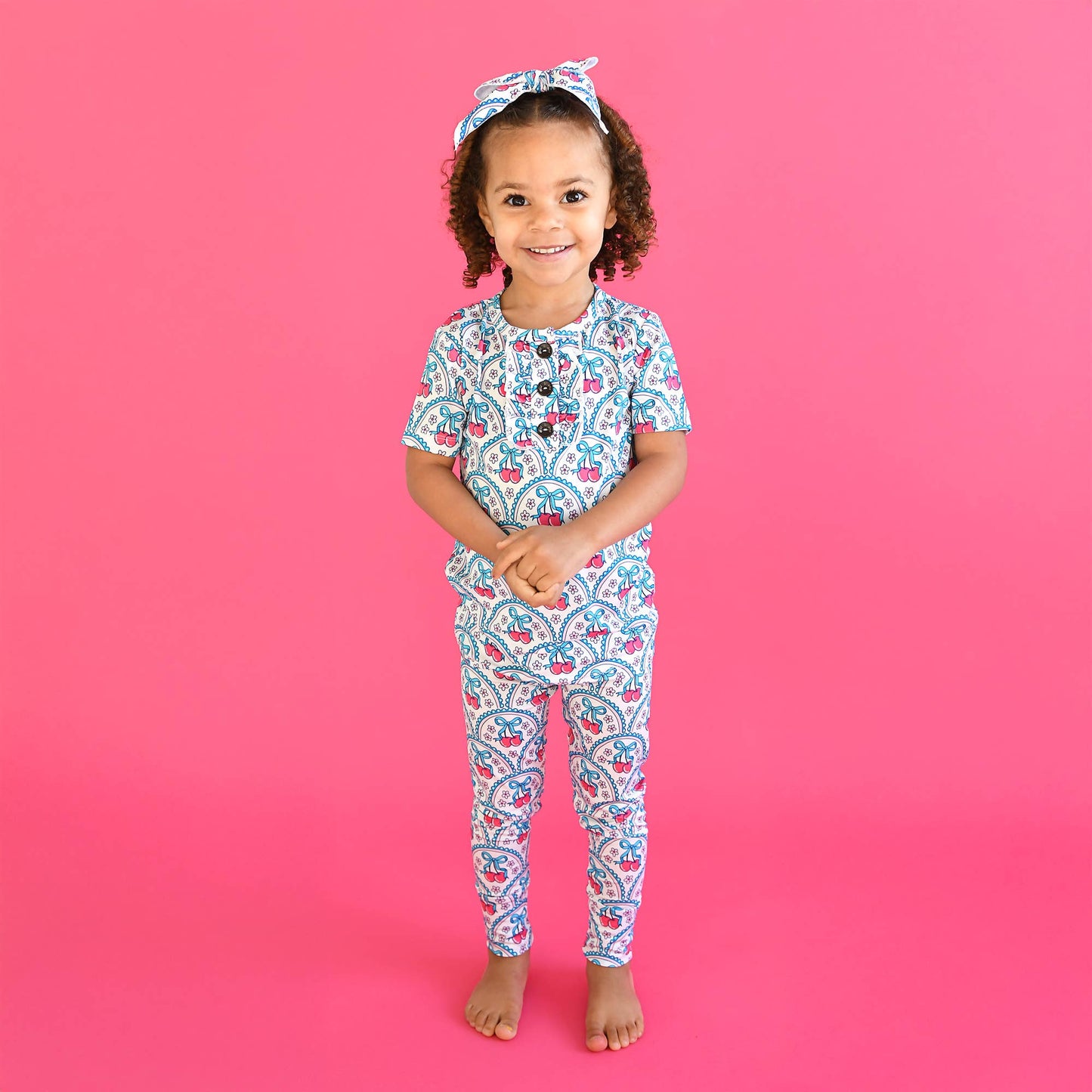Cherry RUFFLE TWO PIECE Bamboo Cherry Lounge Set for Girls