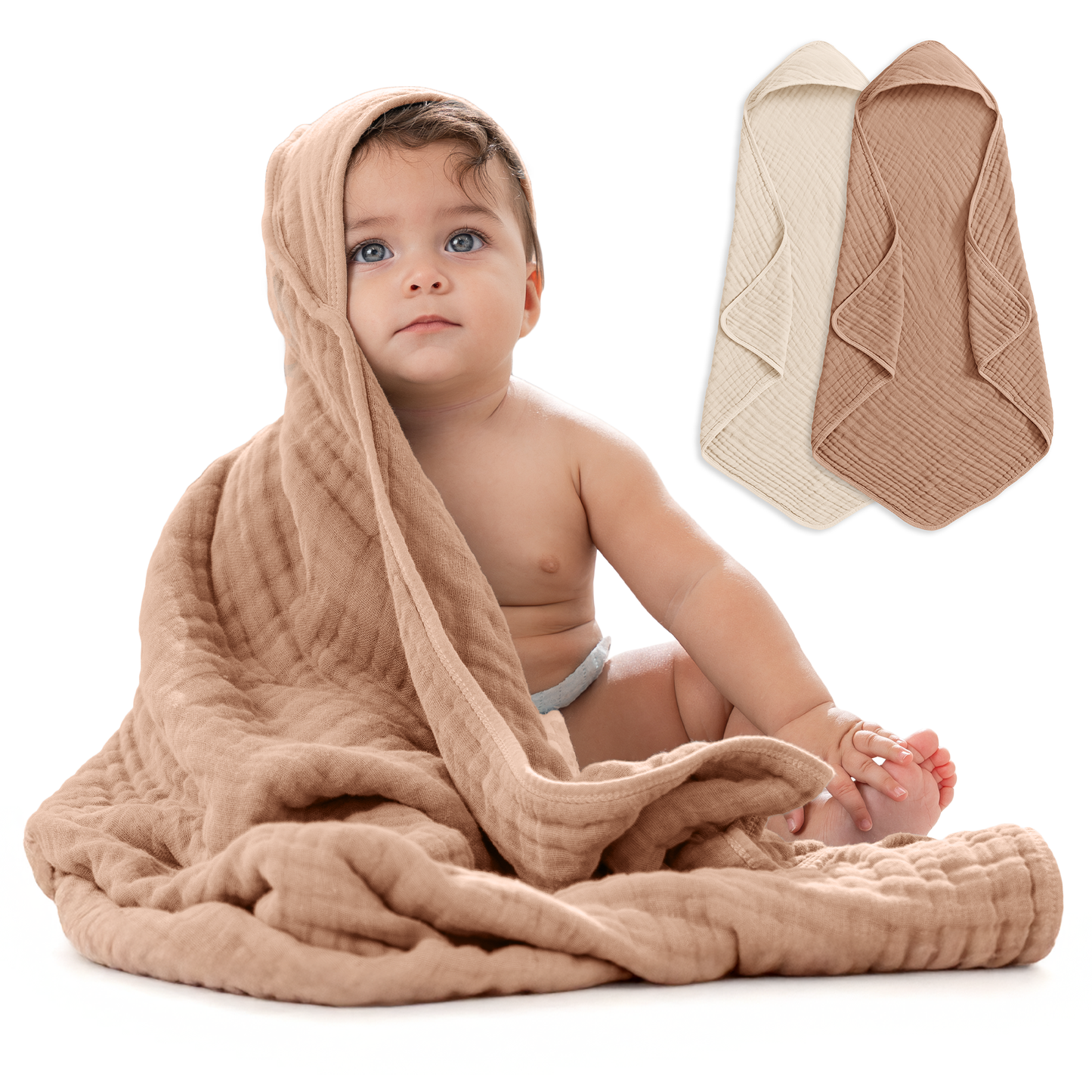 Hooded Baby Towels 6 Layer Muslin Cotton Towel for Kids