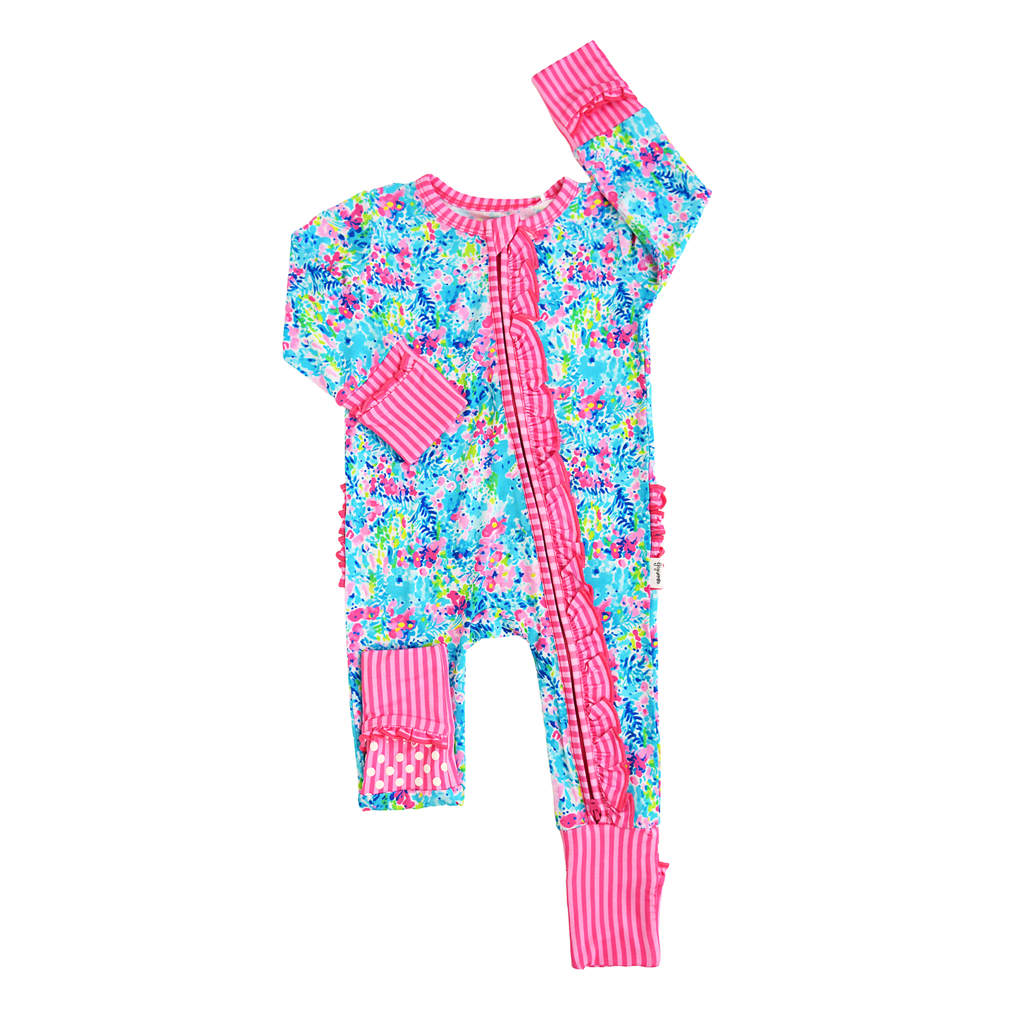 Ella RUFFLE ZIP Bamboo One Piece Floral Baby Outfit