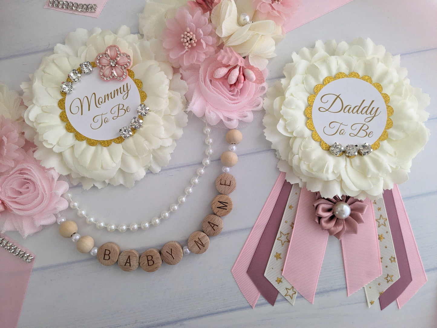 Blush Pink Baby Girl Shower Mom To Be Sash Belt