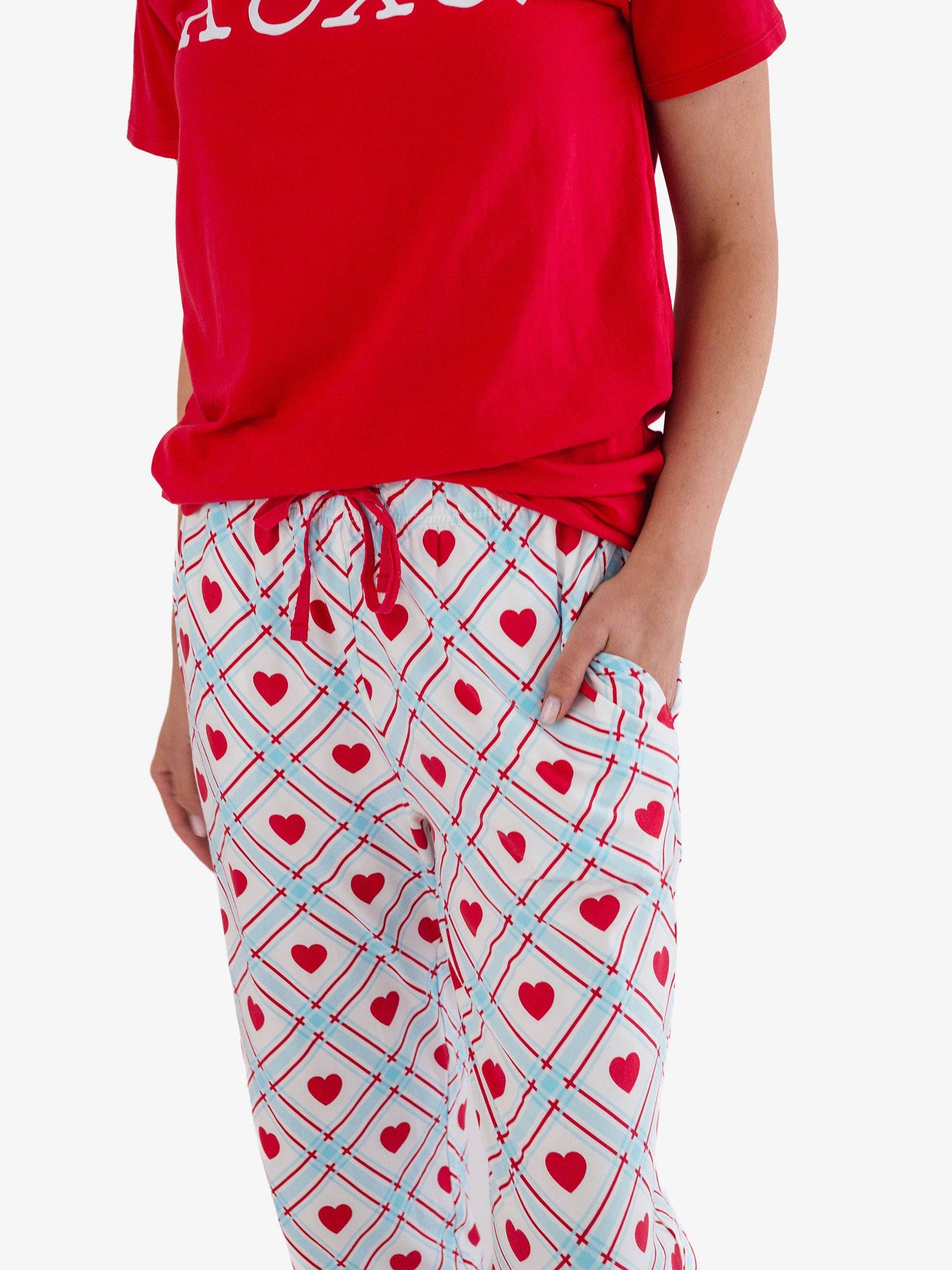 SoftSnooze™ Adult Cotton Modal Blue Sweetheart Plaid Pajama Pants