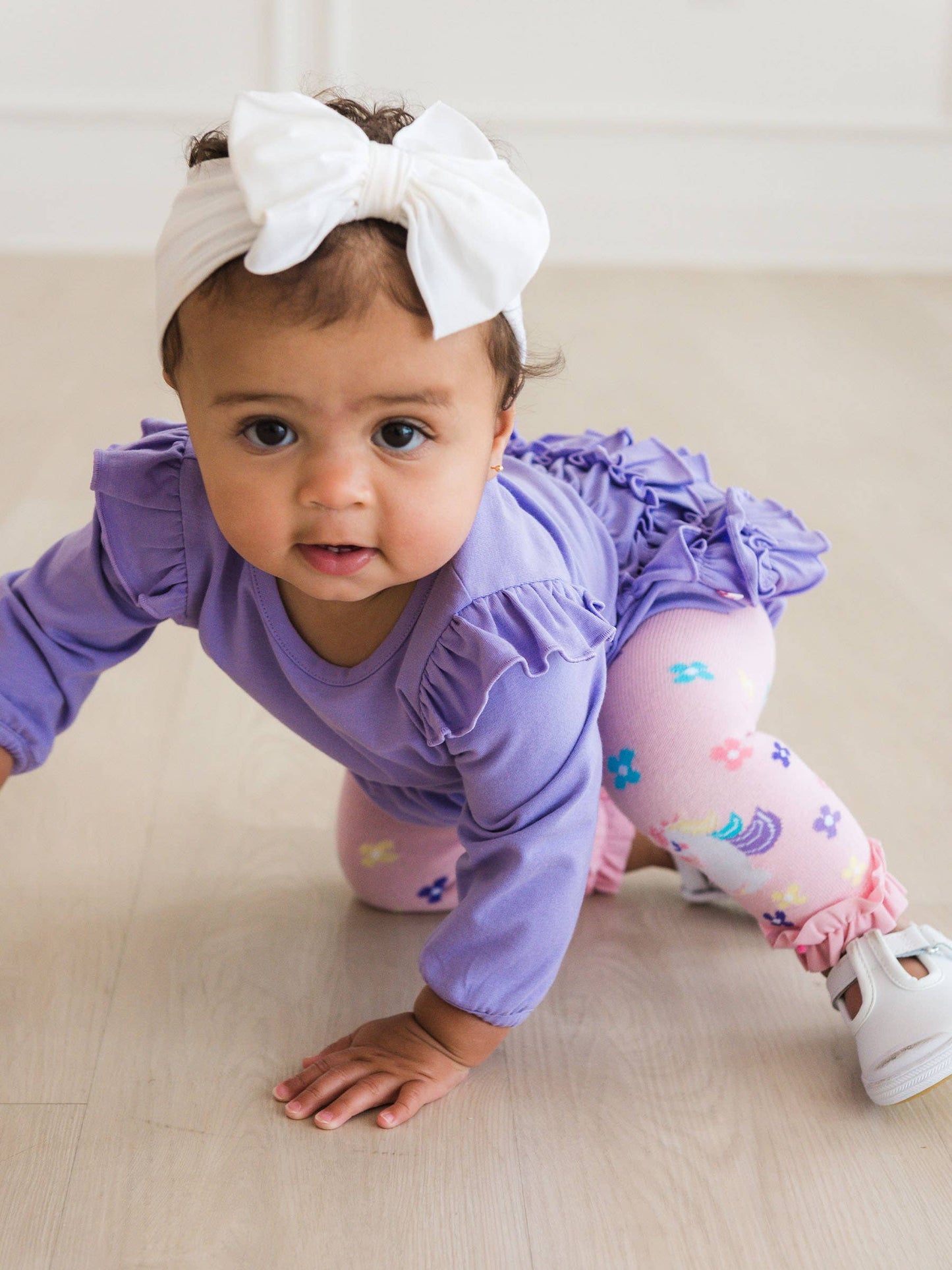 Girls Unicorn Blooms Patterned Footless Ruffle Tights