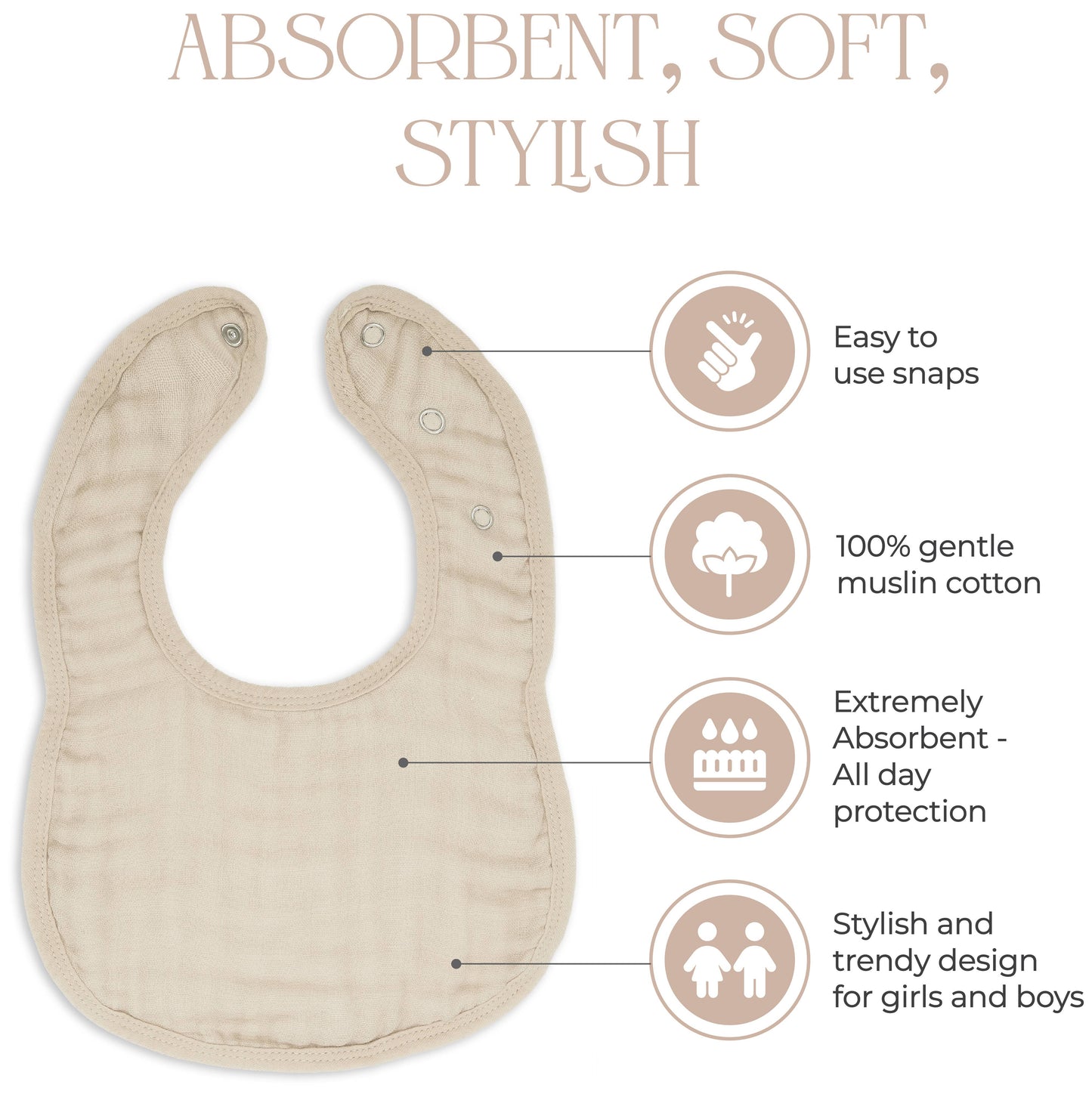 Muslin Cotton Baby Bibs Adjustable Size by Comfy Cubs