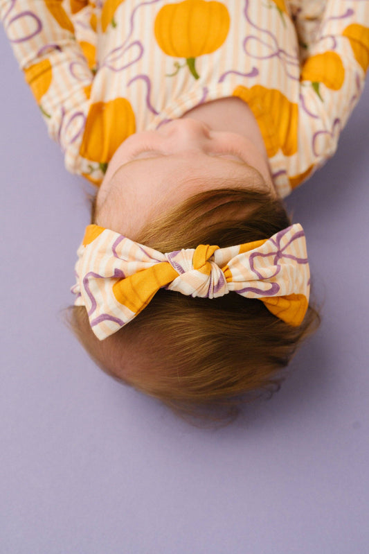 Pumpkin & Bows Bamboo Headband