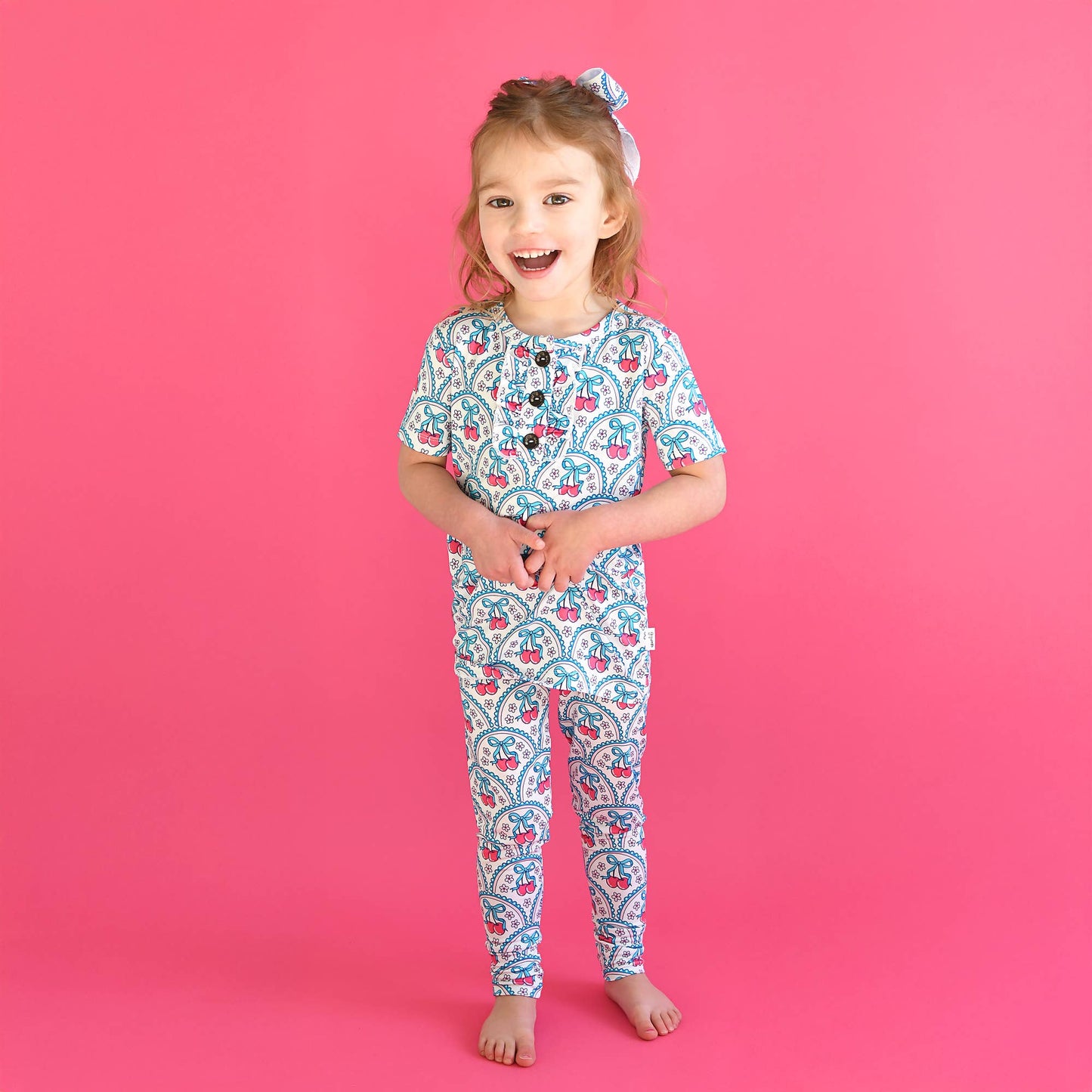 Cherry RUFFLE TWO PIECE Bamboo Cherry Lounge Set for Girls