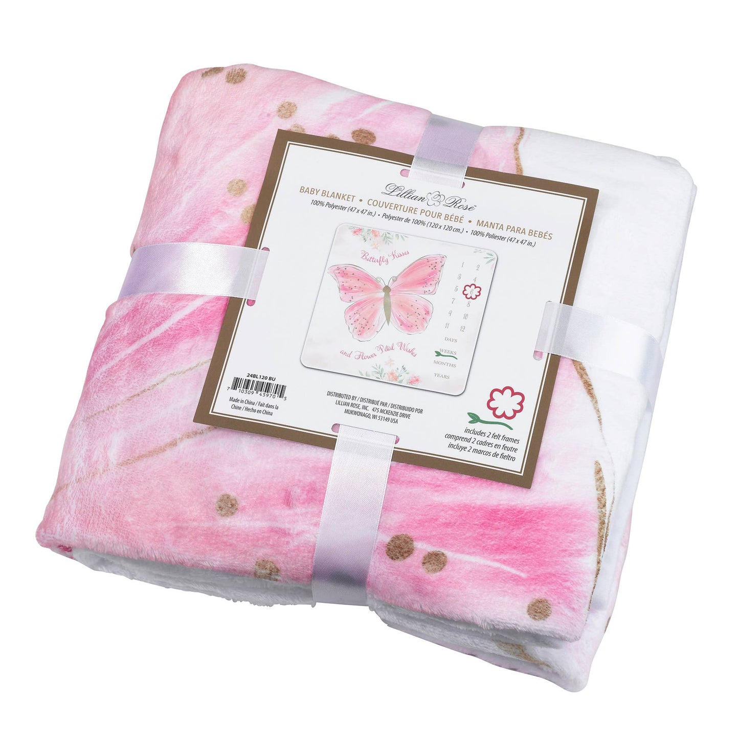 Lillian Rose Butterfly Baby Milestone Blanket w/ Felt Frames