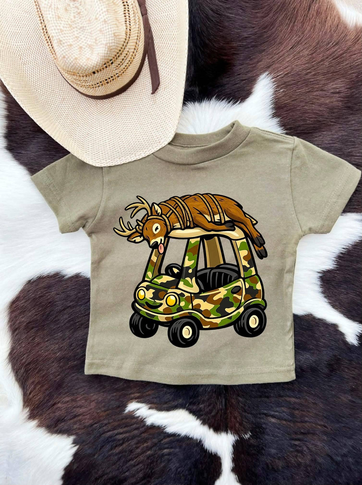 Deer and camo car