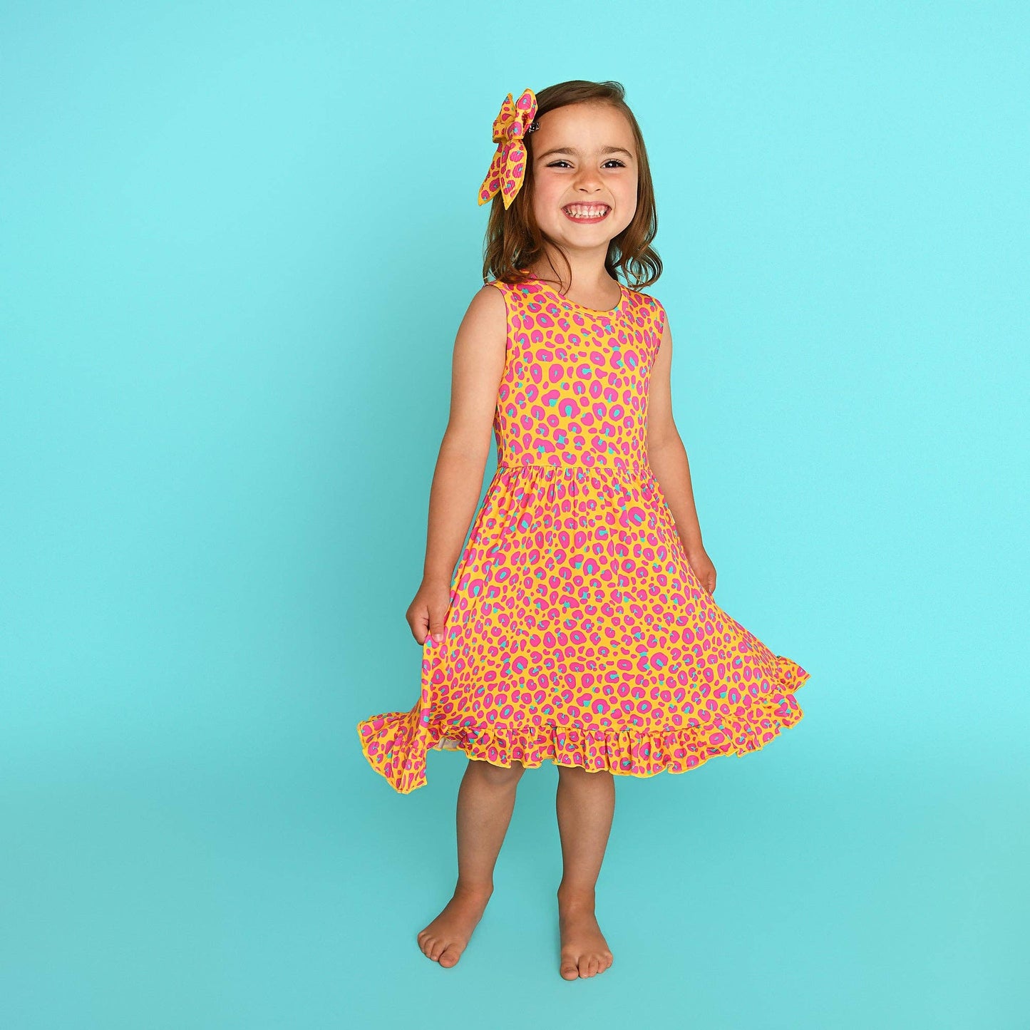 Kelly Leopard TANK TWIRL DRESS Bamboo Kids Outfit