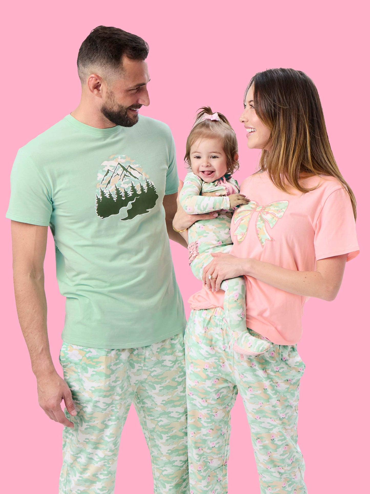SoftSnooze™ Baby Girls Cotton Modal Sage Blossom Camo Footed Ruffle One Piece Pajama