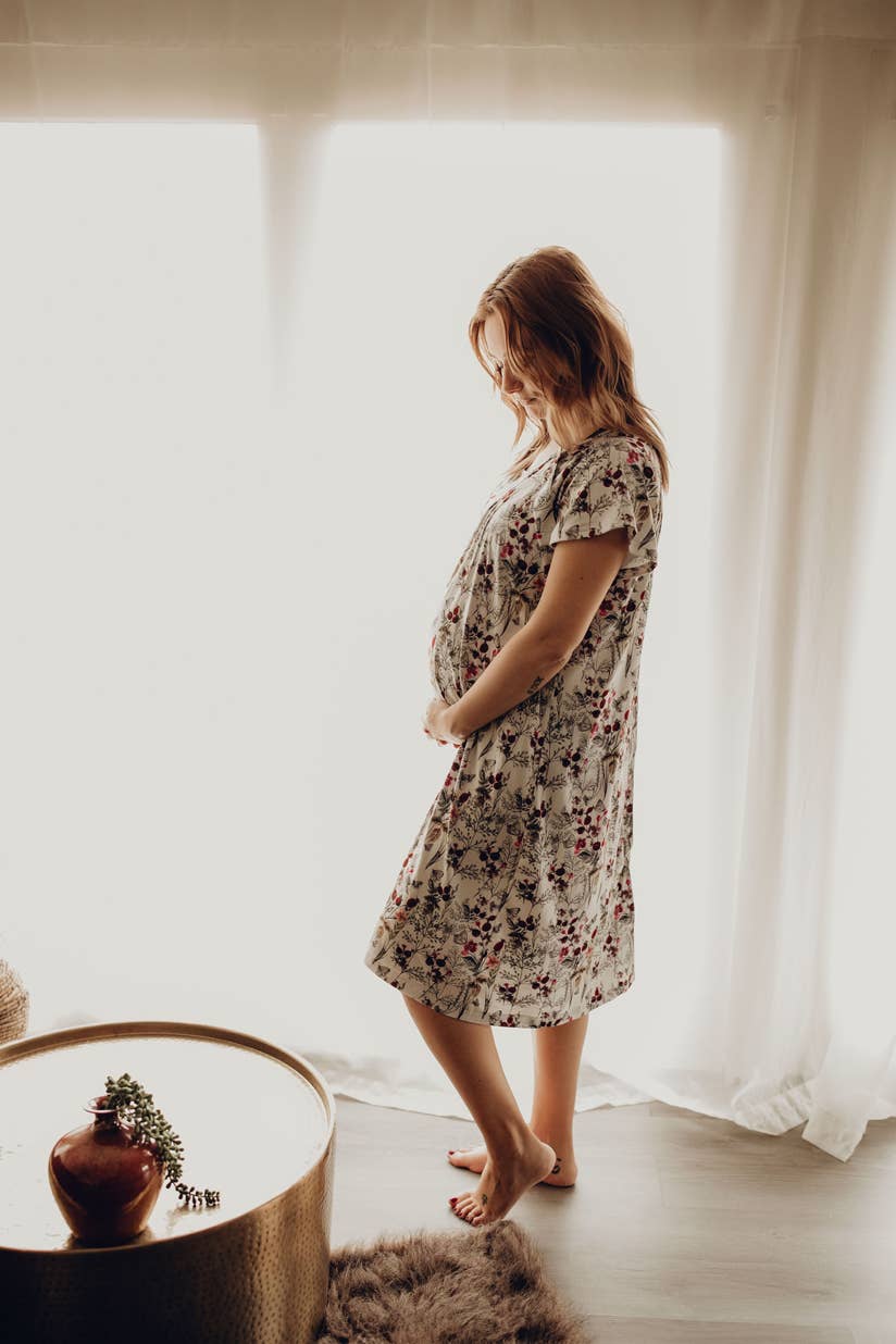 Floral Mommy Labor and Delivery/ Nursing Gown