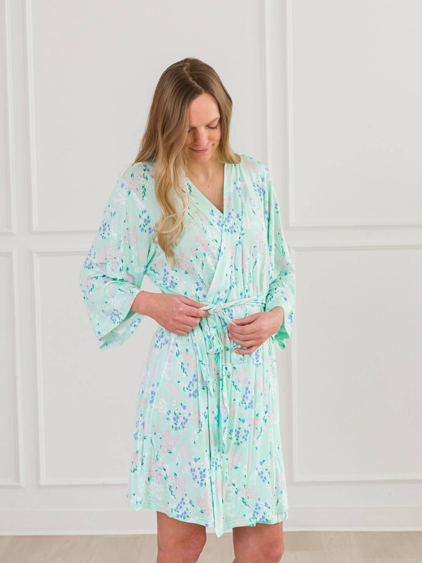 SoftSnooze™ Women's Bamboo Viscose Mint Meadow Mommy & Me Maternity Robe